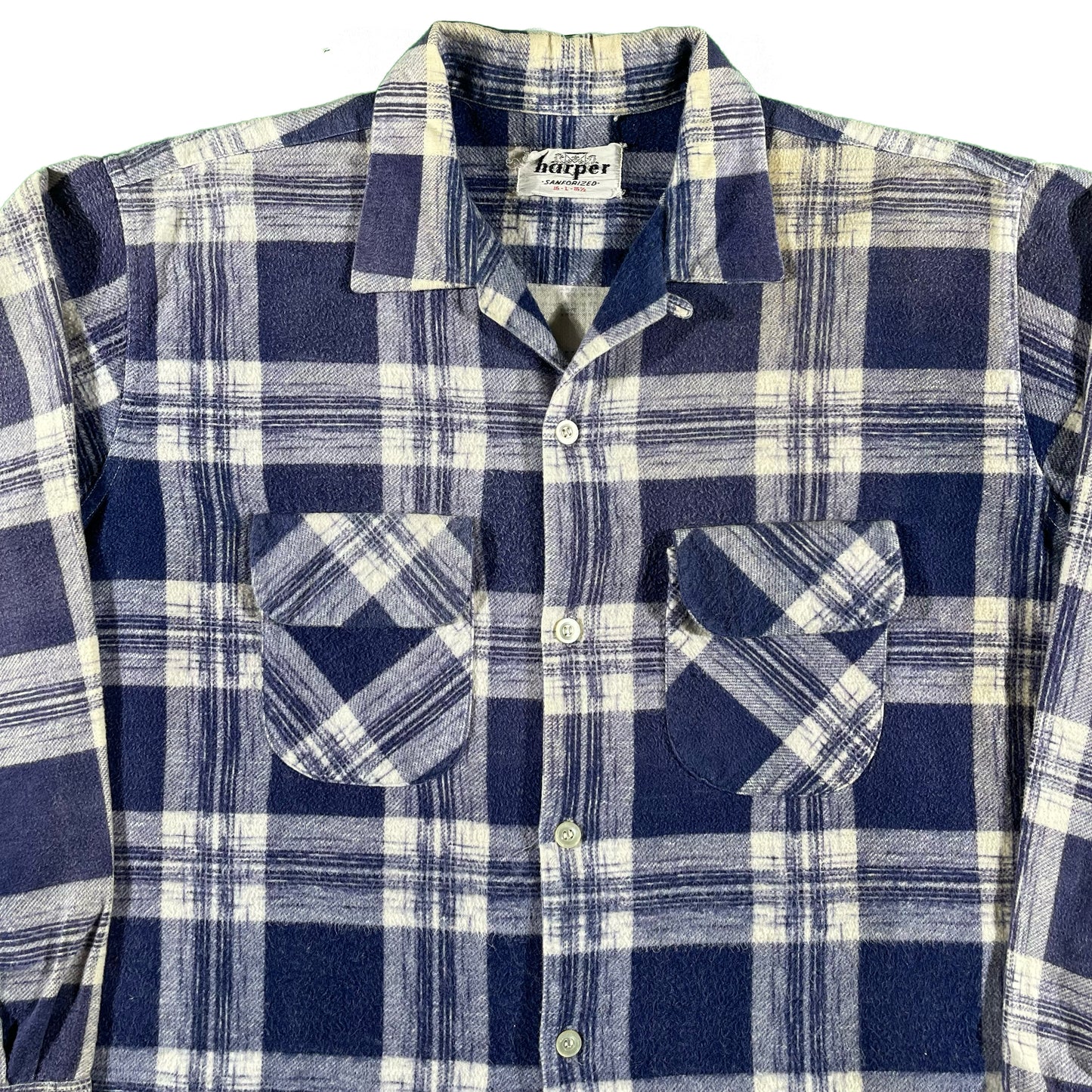 50s Cotton Loop Collar Flannel- XL