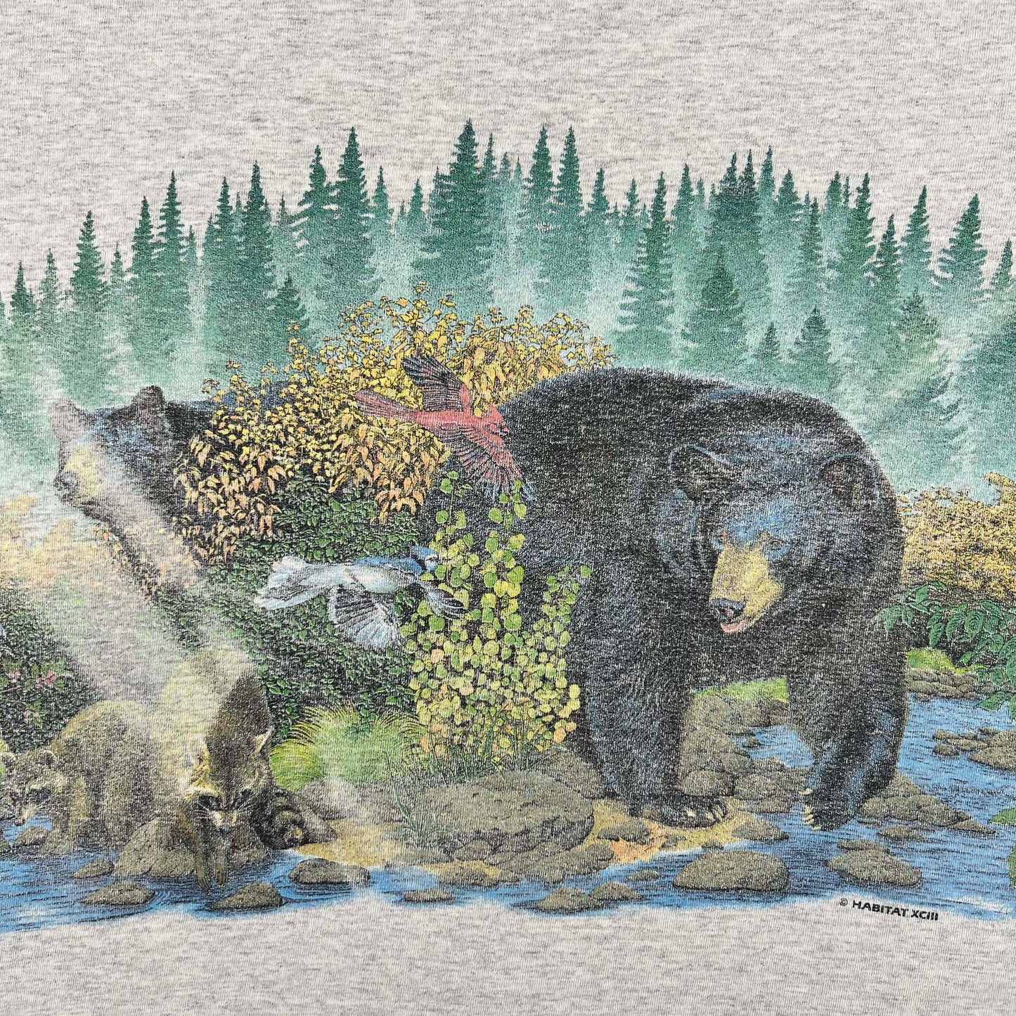 90s Wrap Around Bear Wildlife Scene Tee- M