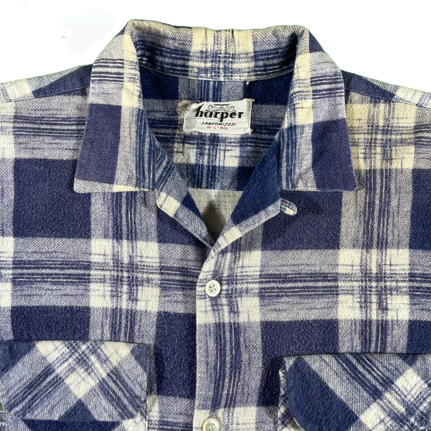 50s Cotton Loop Collar Flannel- XL