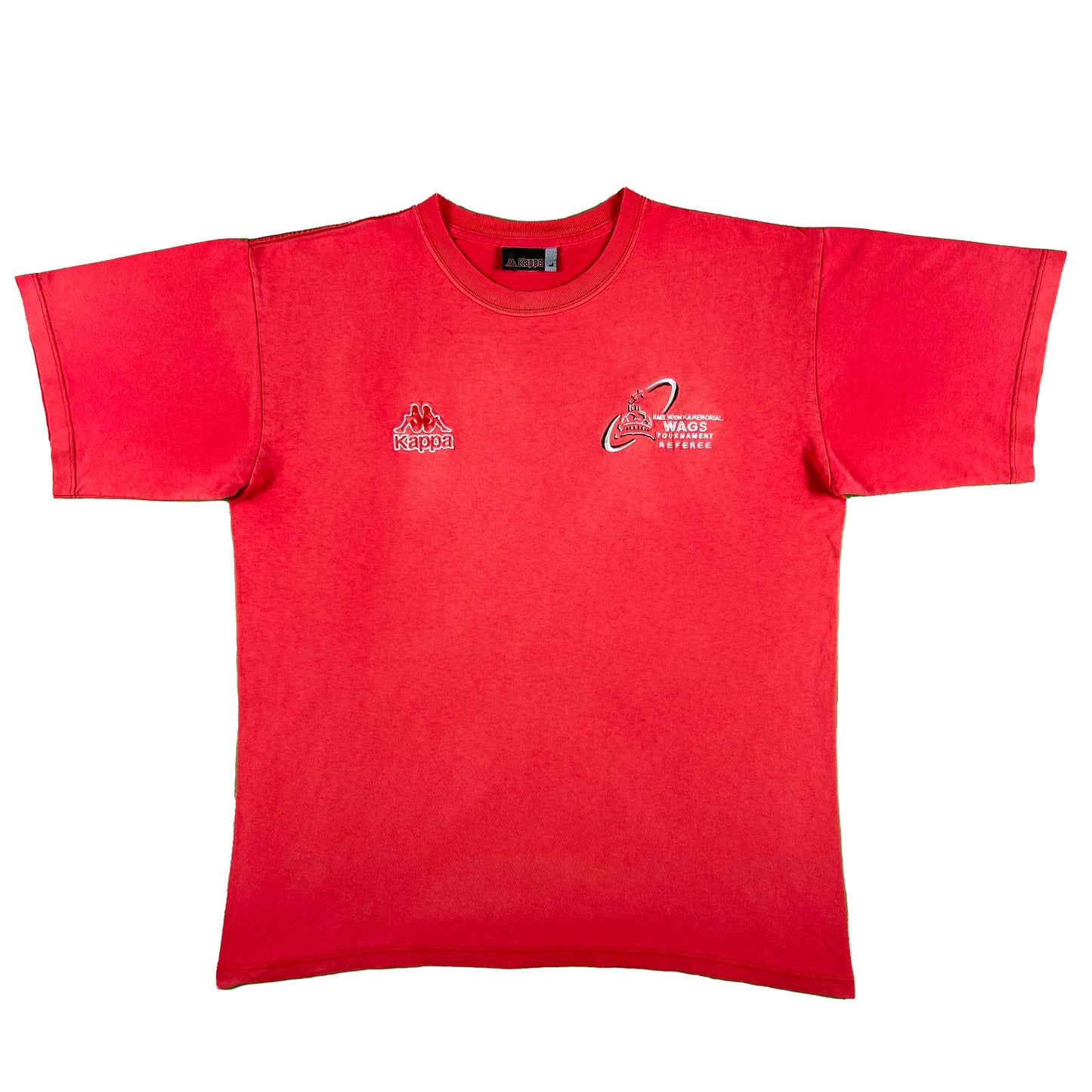90s/00s Sun Faded Red Kappa WAGS Soccer Tee- L