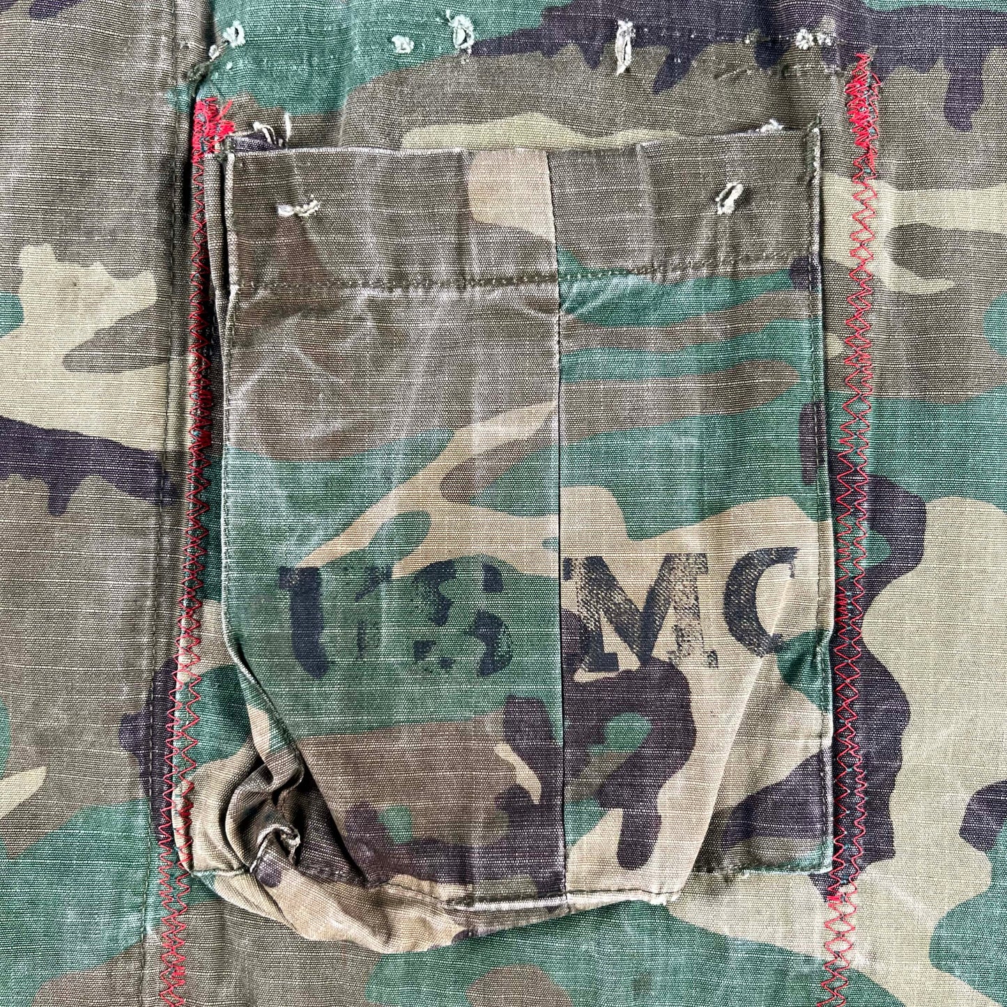 70s USMC Stenciled Jungle Camo Vest & Top- JUST TOP LEFT