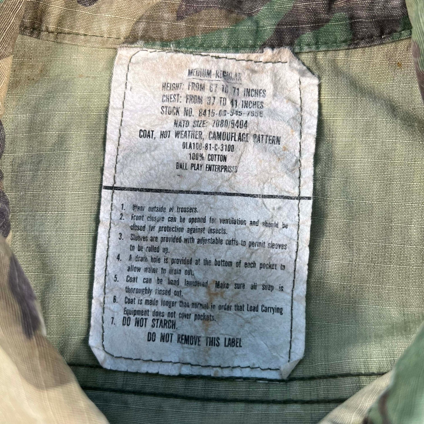 70s USMC Stenciled Jungle Camo Vest & Top- JUST TOP LEFT