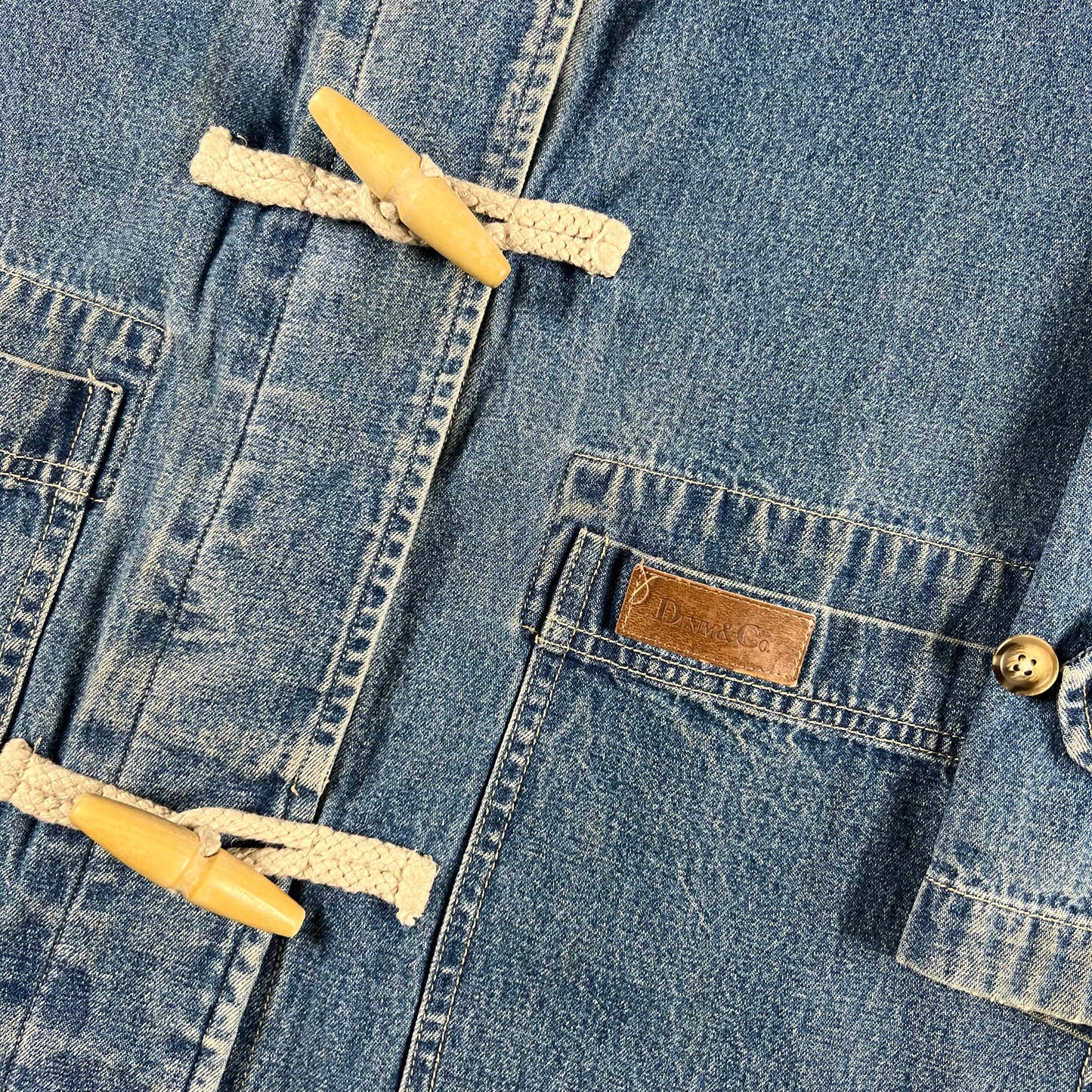 00s Denim Dock Clasp Hooded Trench- M