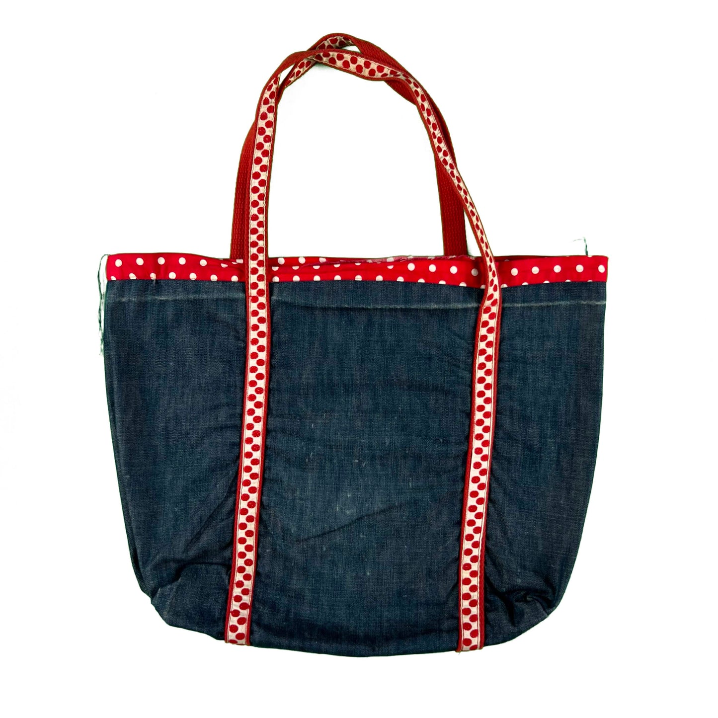 Vintage Selvedge Denim Polka Dot Tote Bag