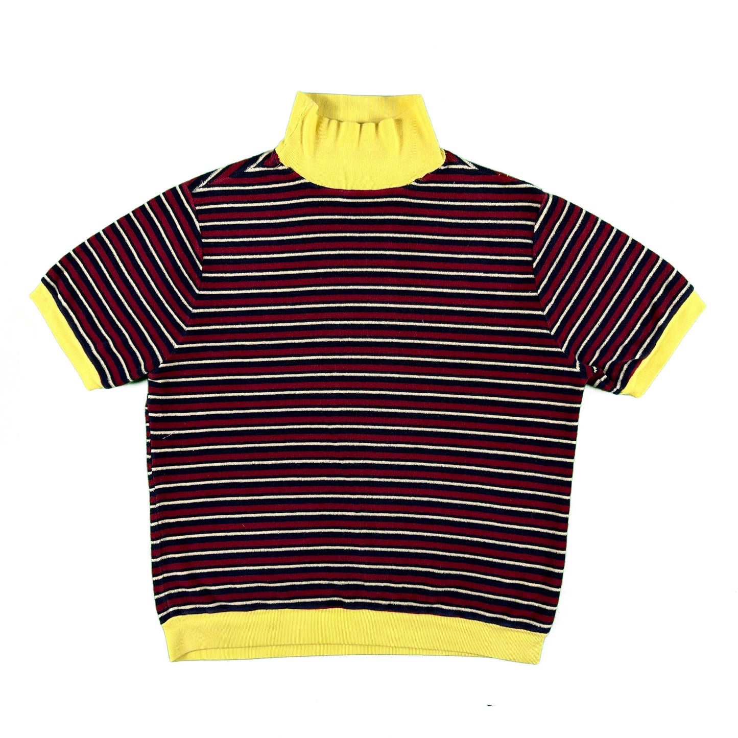 60s Terry Cloth Striped Ringer Sweatshirt- S/M