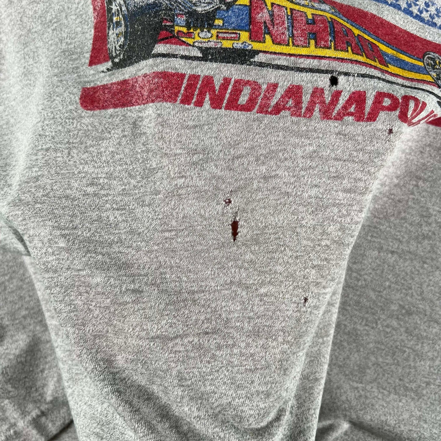 80s Indy Car Black & Grey Ringer Tee- L