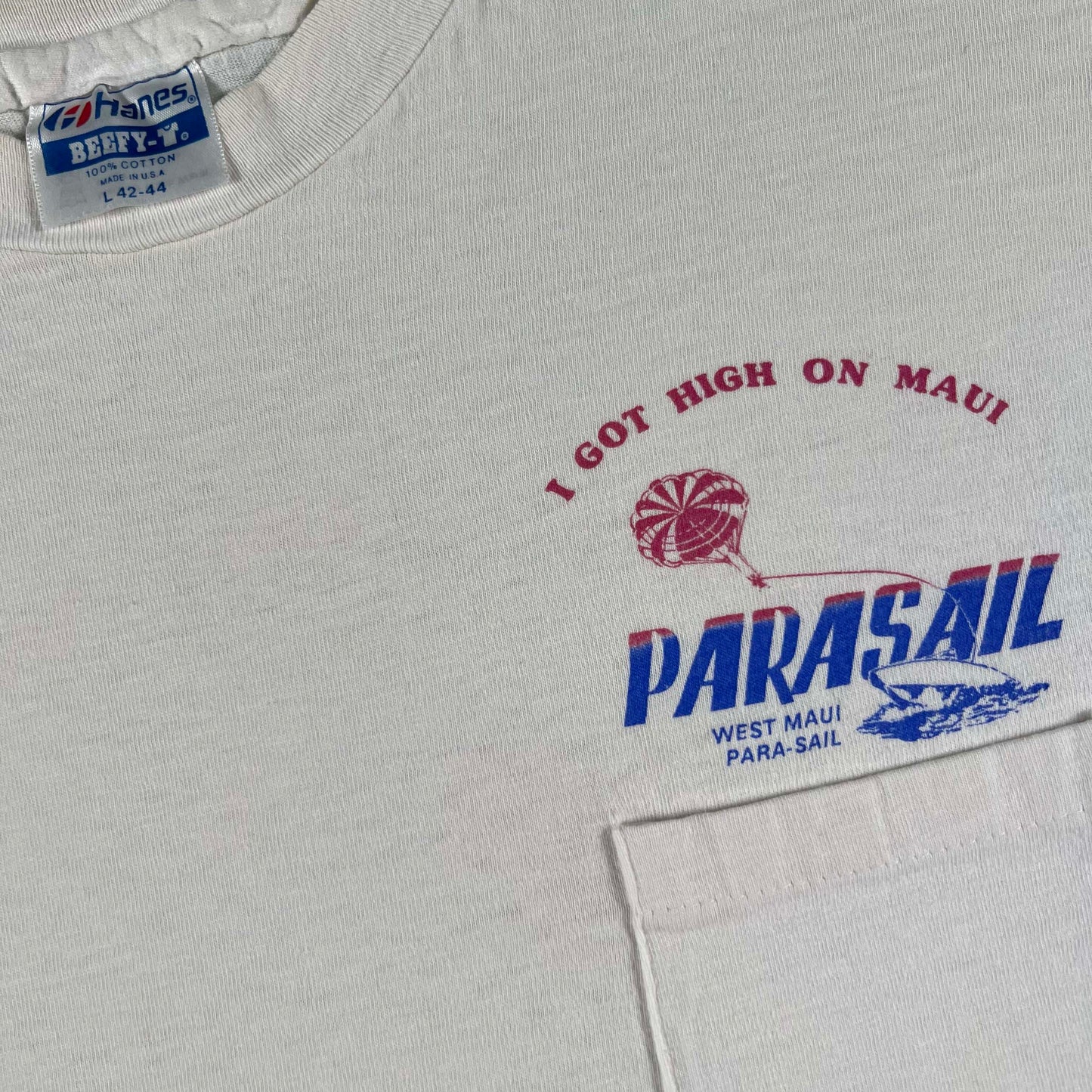 80s I Got High on Maui Pocket Tee- M