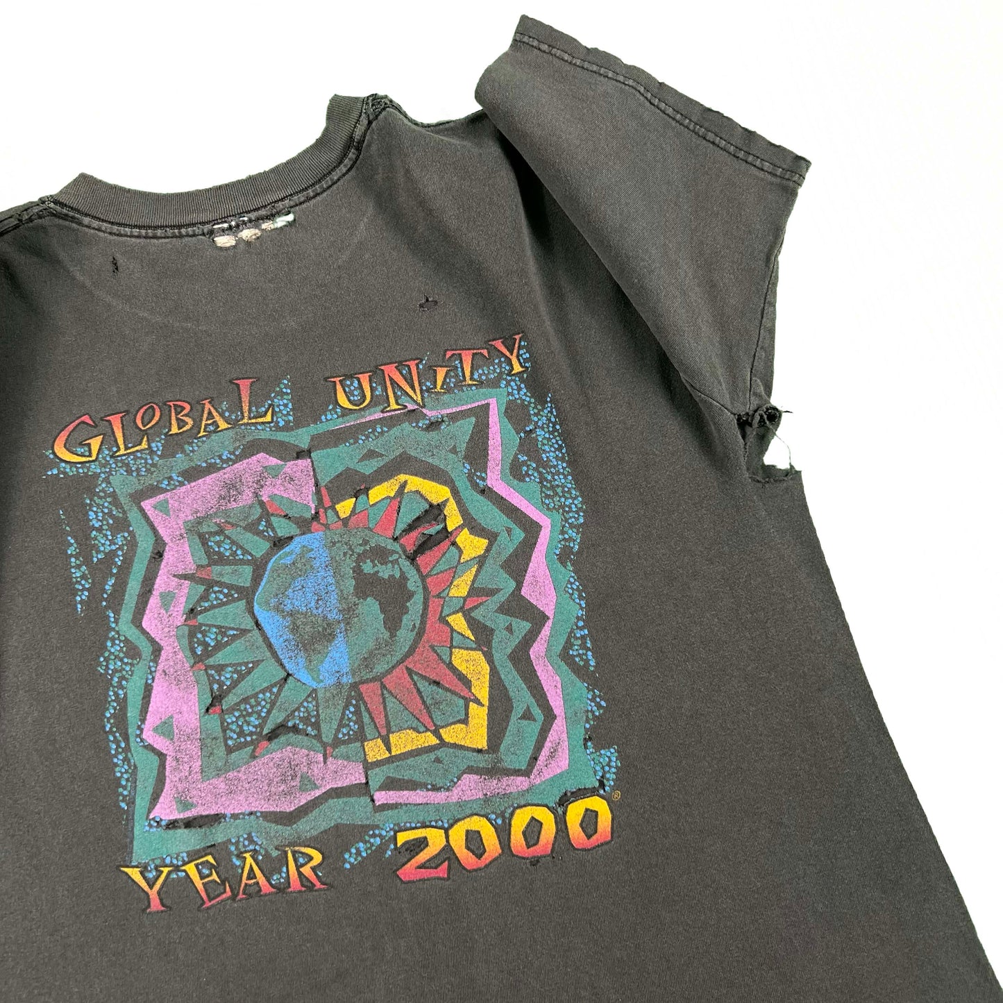 00s Sun Faded Black Global Unity Australia Tee- L