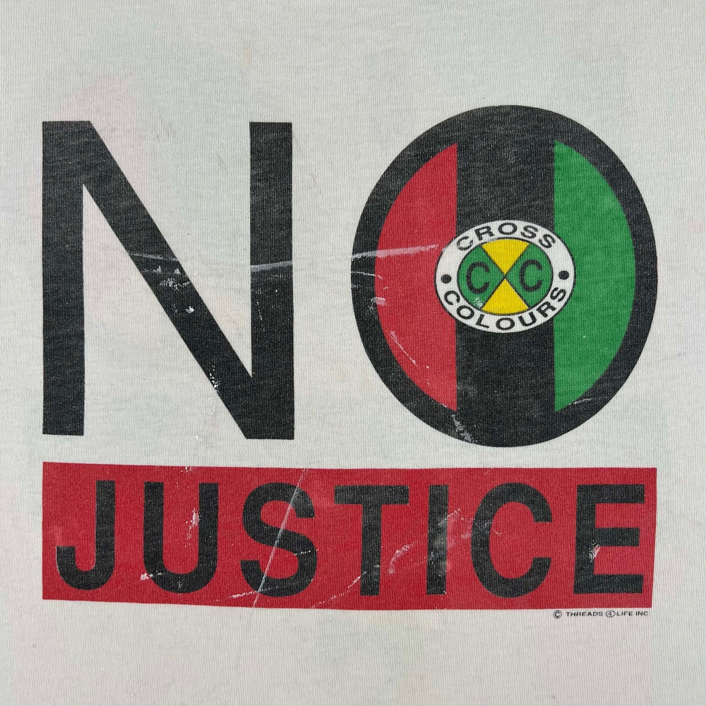 90s Repaired Cross Colours No Justice Tee- XL