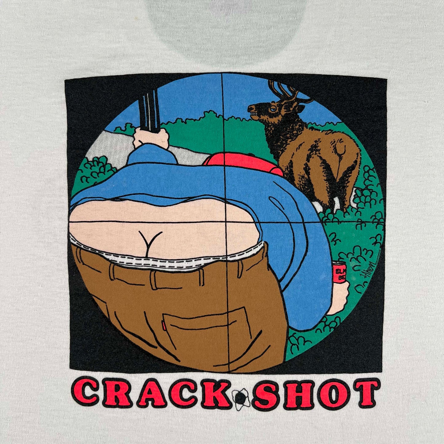 90s Elkaholic Crack Shot Tee- XL