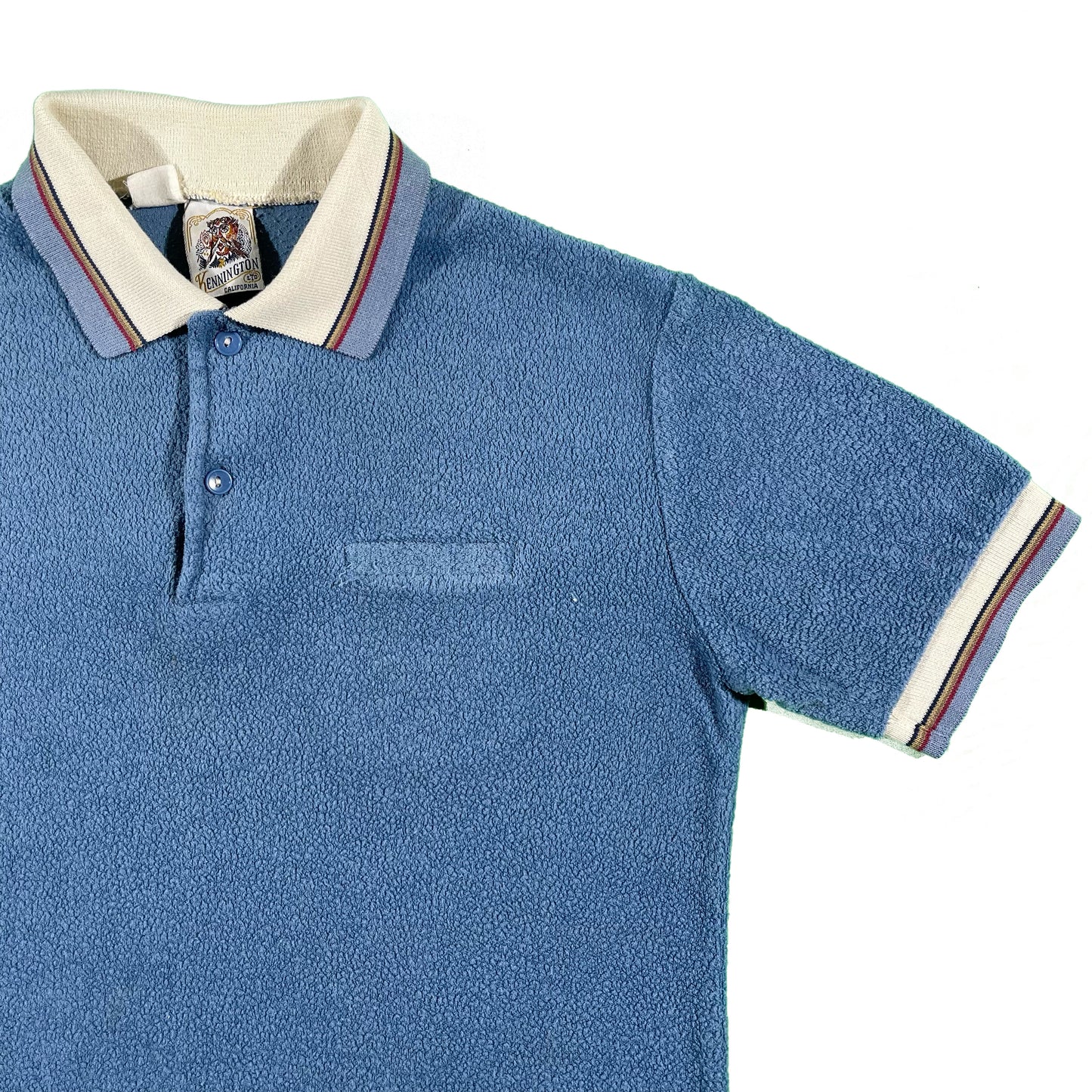 70s Terry Cloth Ringer Polo Shirt - M