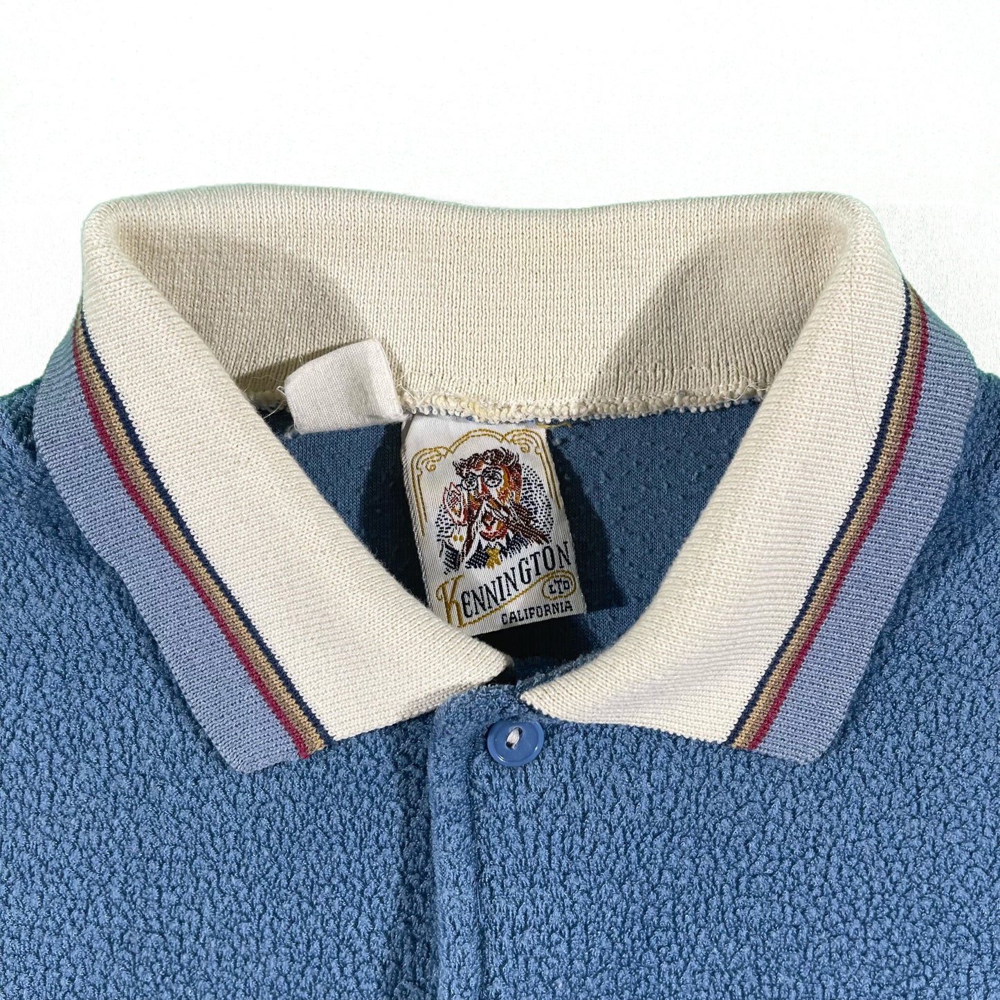70s Terry Cloth Ringer Polo Shirt - M
