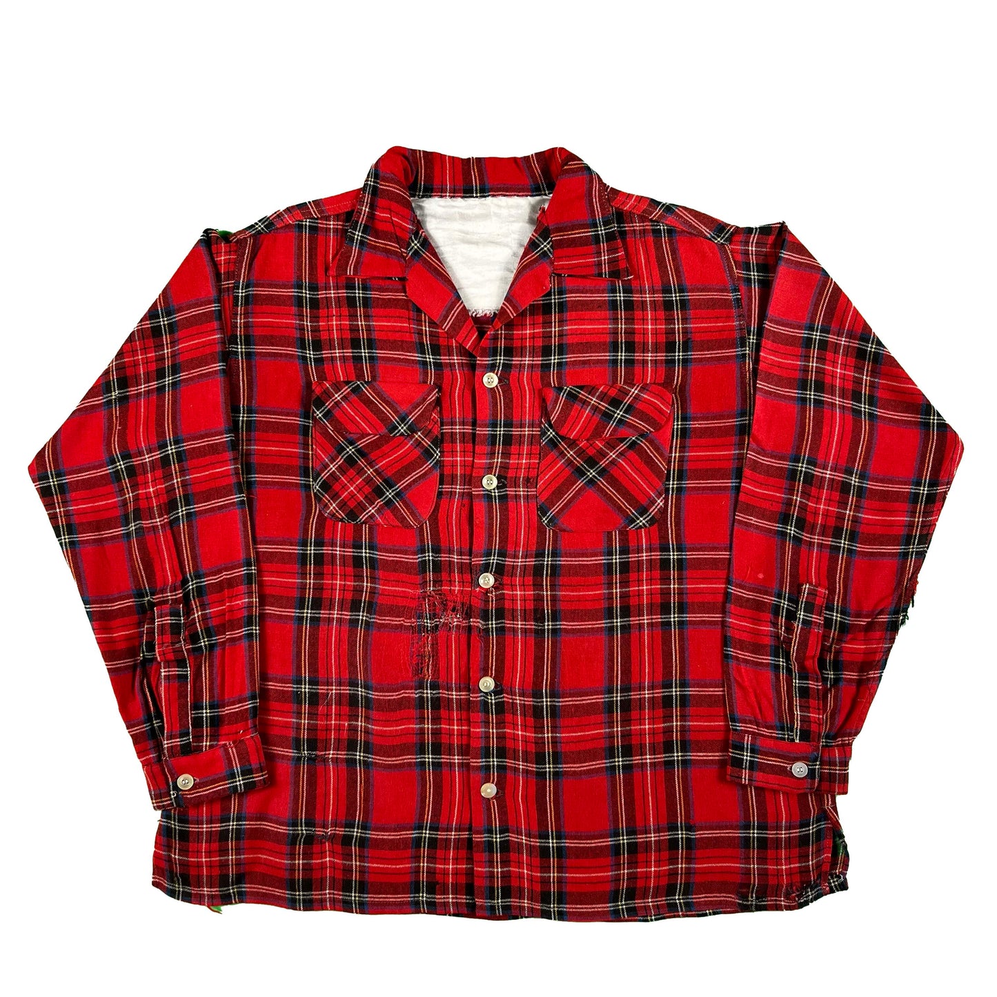 50s Plaid Flannel and Shotgun Shell Hunting Vest Combo- XL