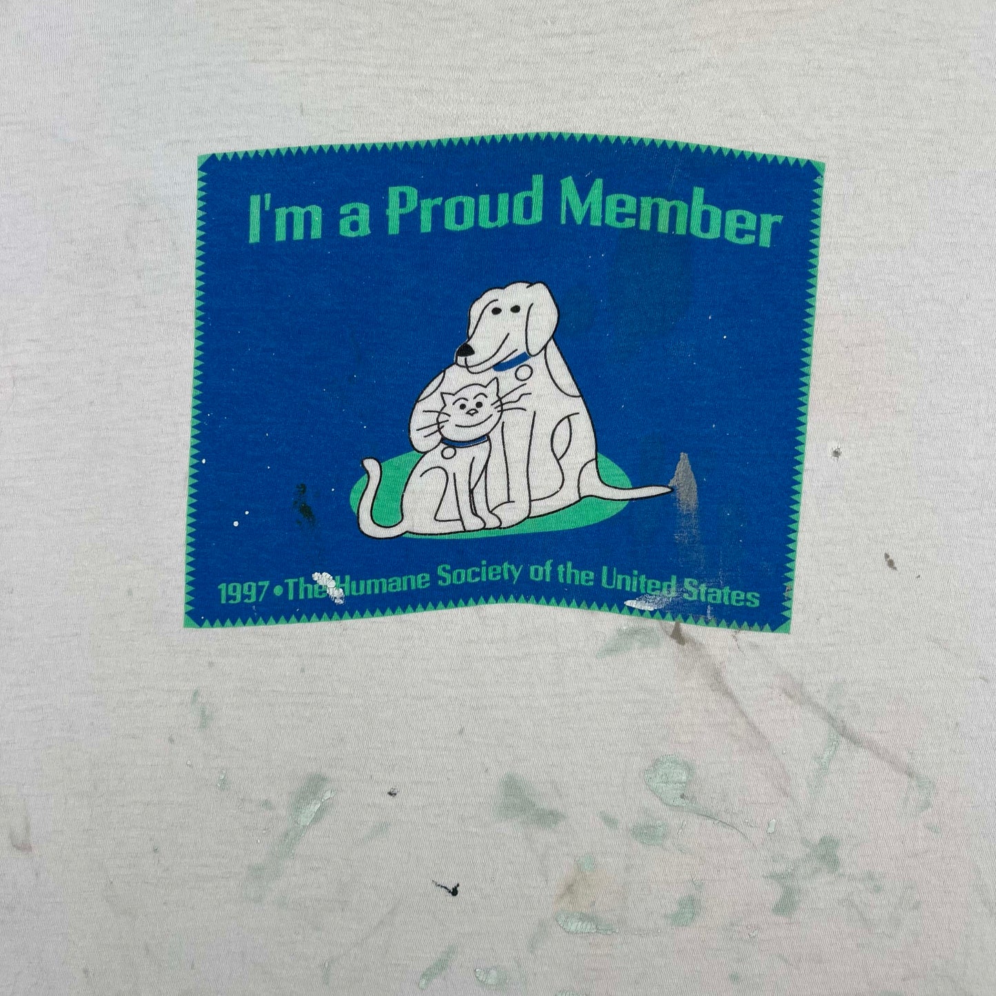 90s Proud Humane Society Member Painter's Tee- L
