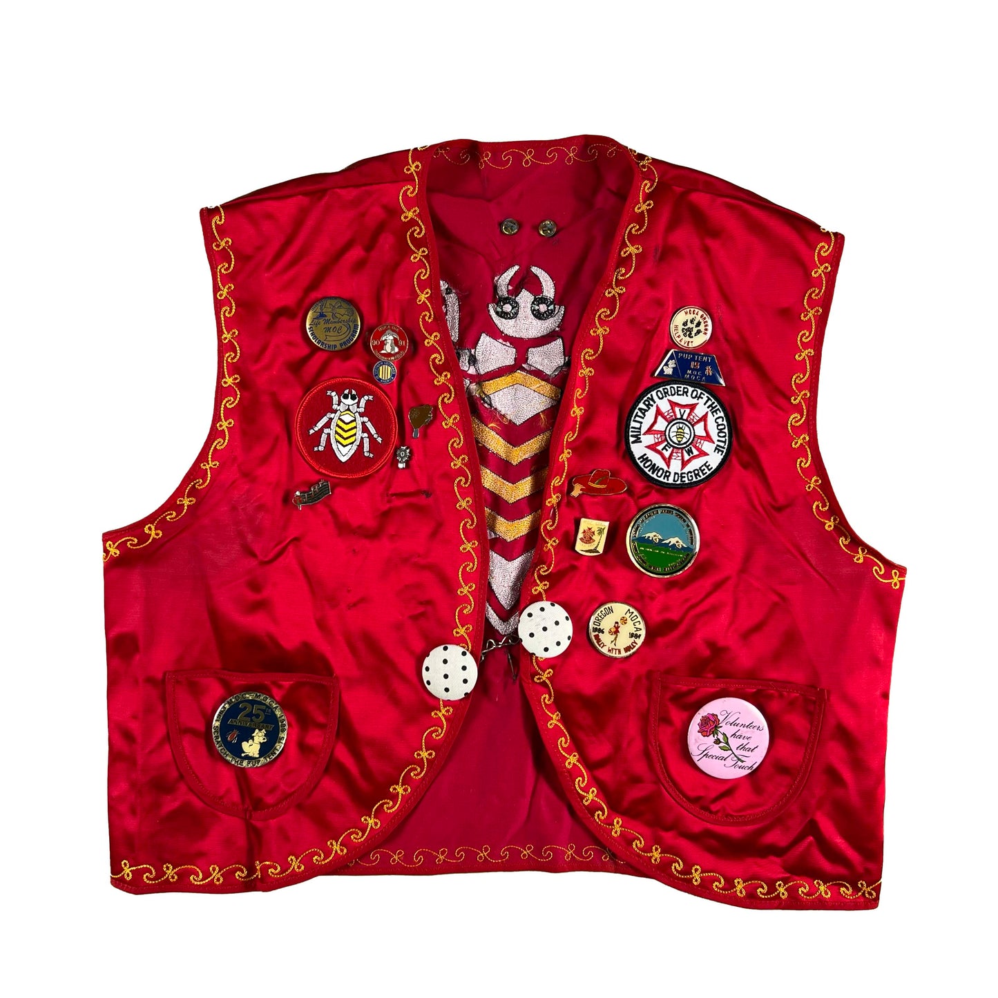 80s Military Order of the Cootie Pinned Vest- S