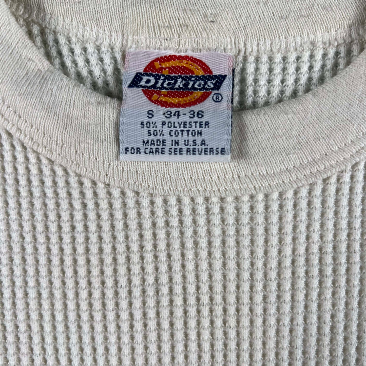 70s Dickies White Waffle Knit Thermal- XS