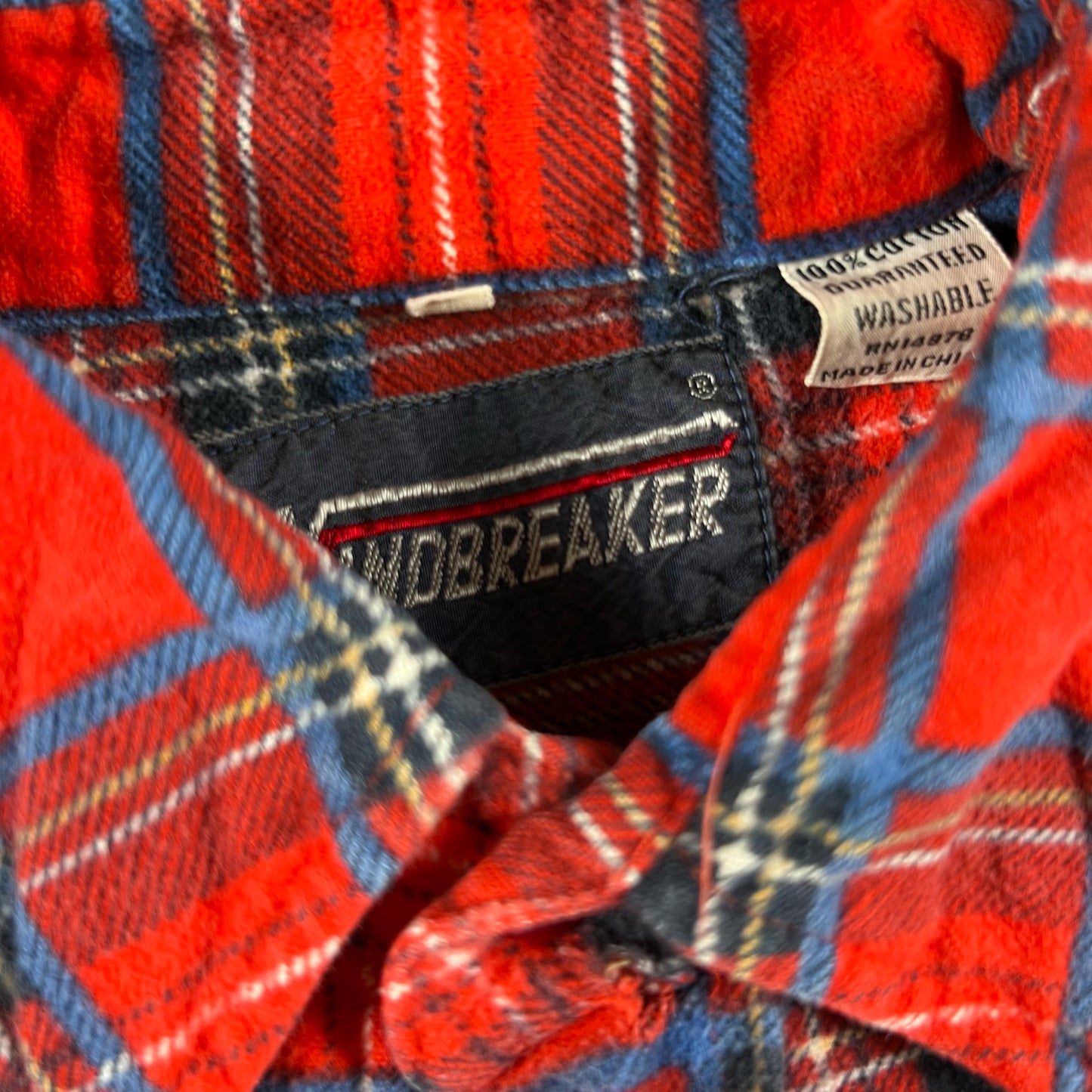 90s Cropped L/S Plaid Printed Flannel Shirt- S