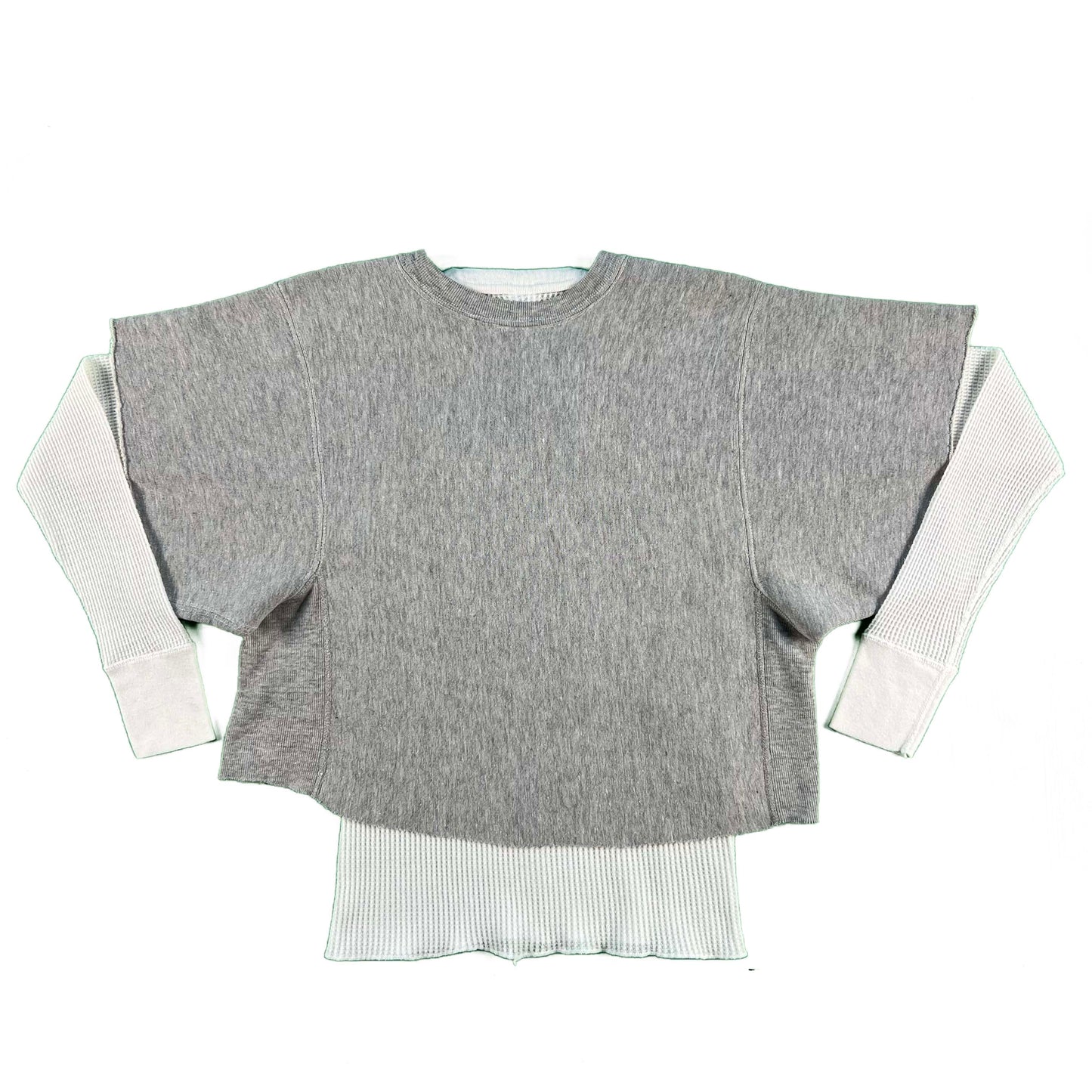 70s Cropped Wisconsin Champion Reverse Weave & Waffle Knit Thermal- S
