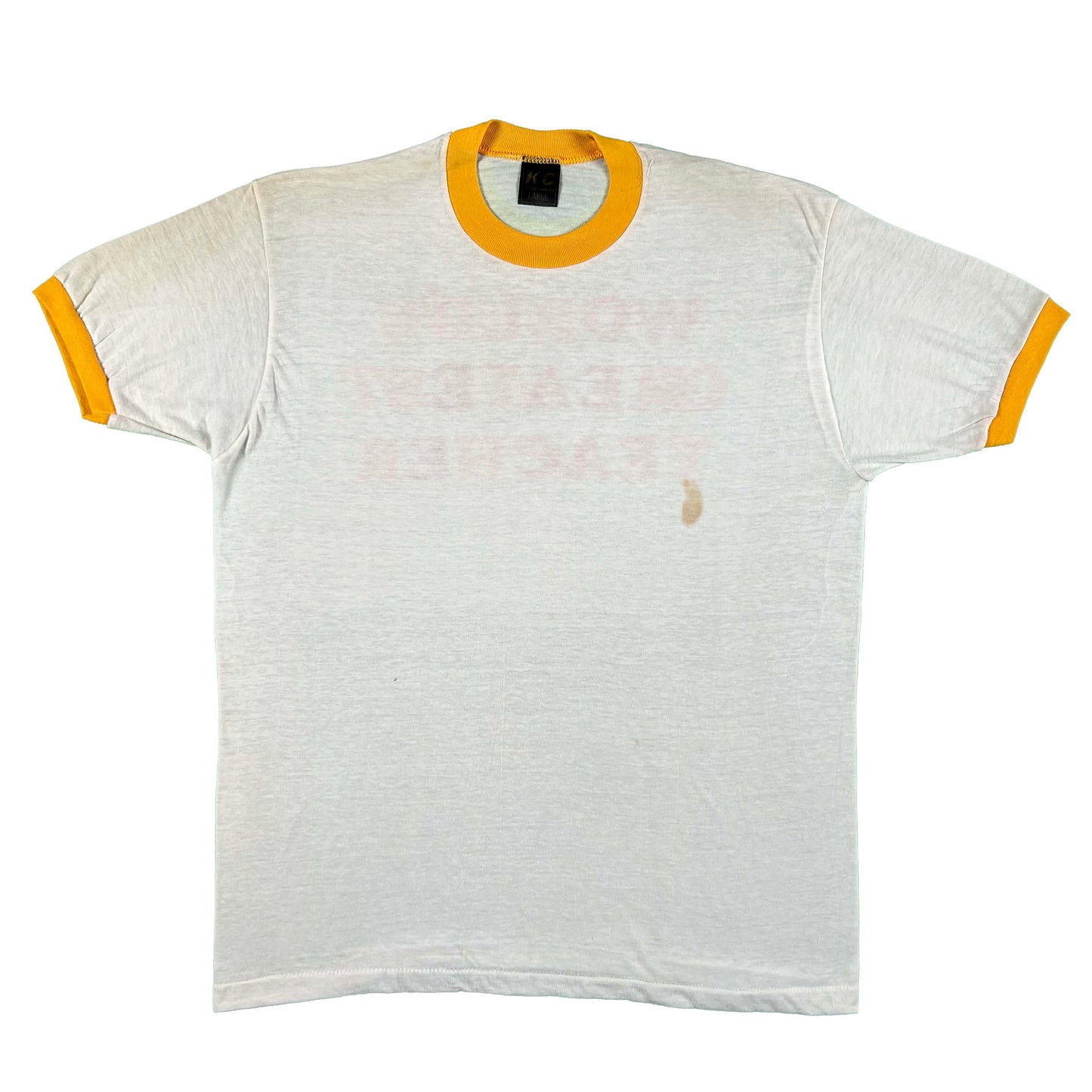 70s World's Greatest Teacher Ringer Tee- L