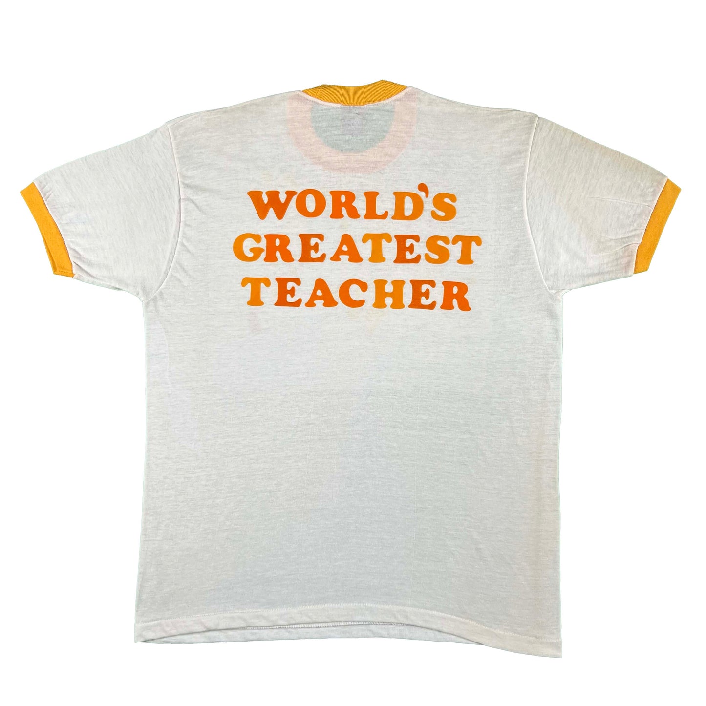 70s World's Greatest Teacher Ringer Tee- L