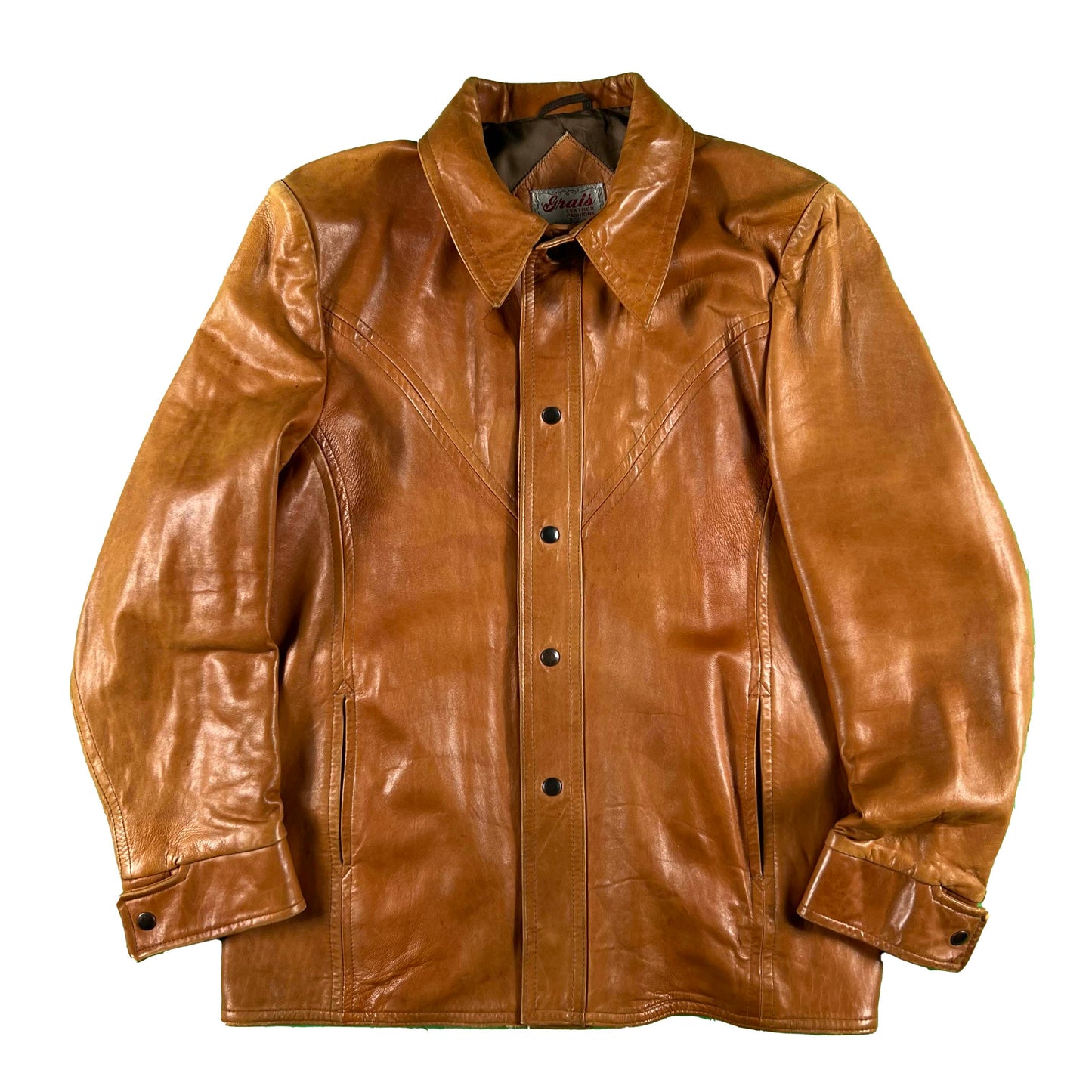 60s/70s Gorgeous Tan Leather Jacket- XL