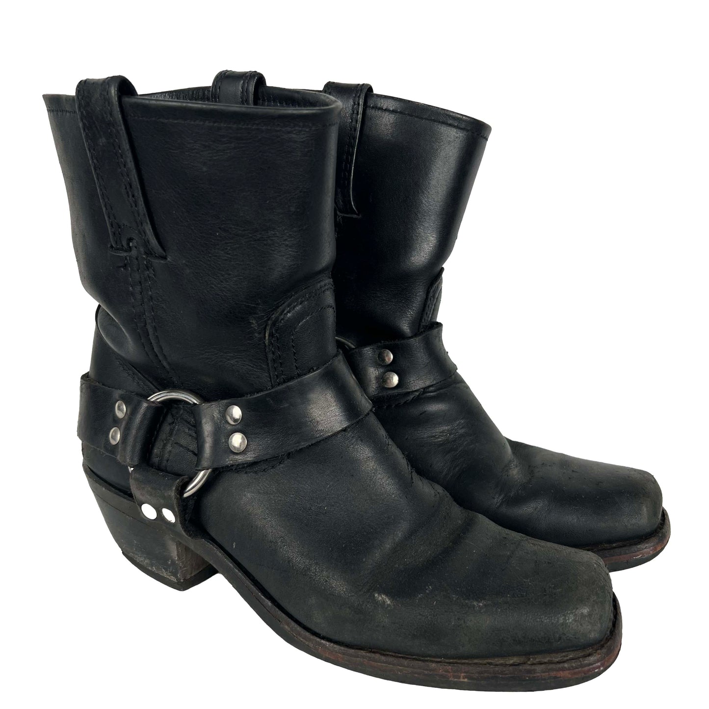 Frye Short Black Harness Engineer Boots- M's 6.5, W's 8