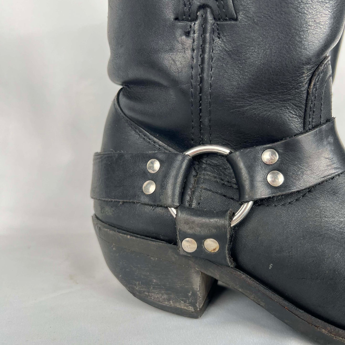 Frye Short Black Harness Engineer Boots- M's 6.5, W's 8