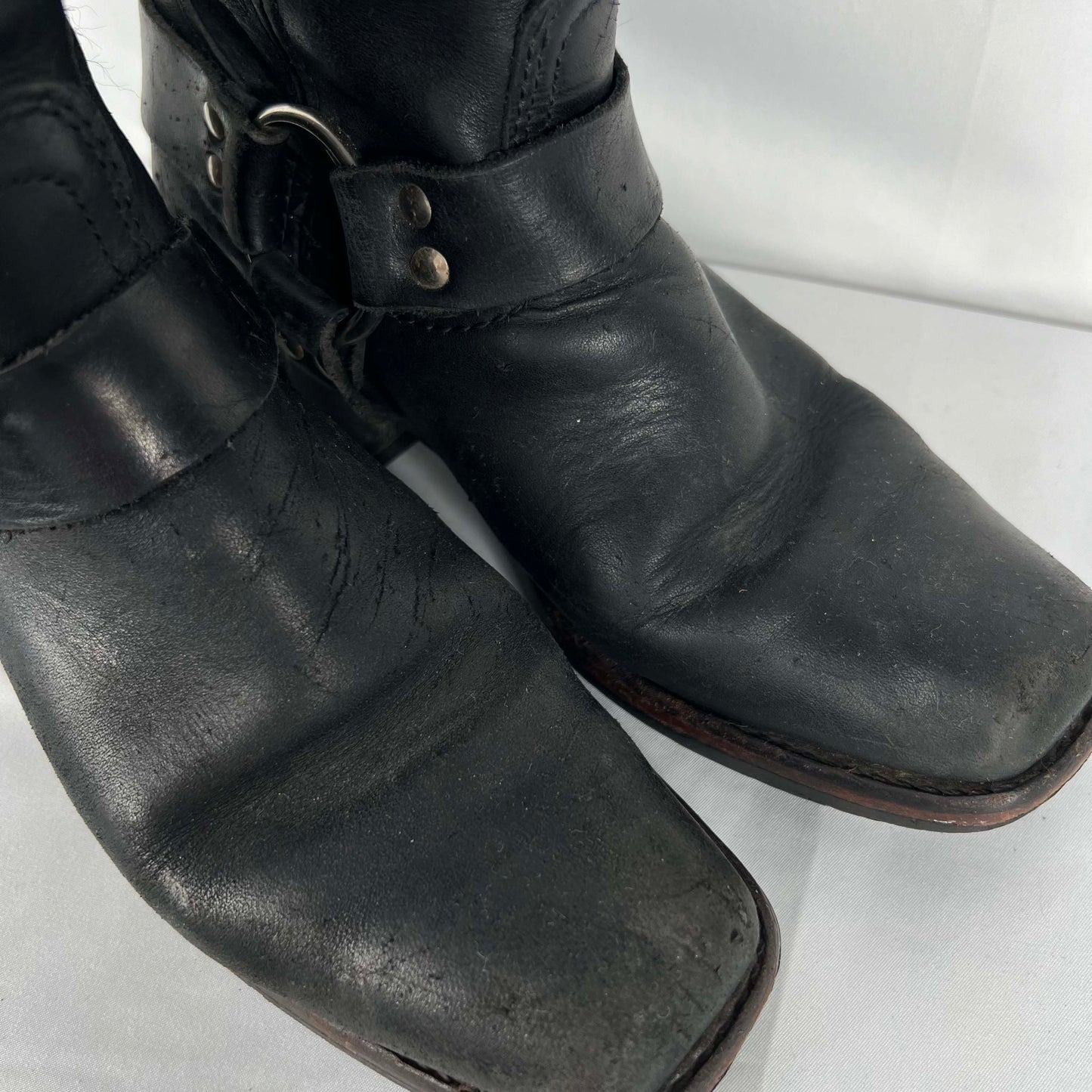 Frye Short Black Harness Engineer Boots- M's 6.5, W's 8
