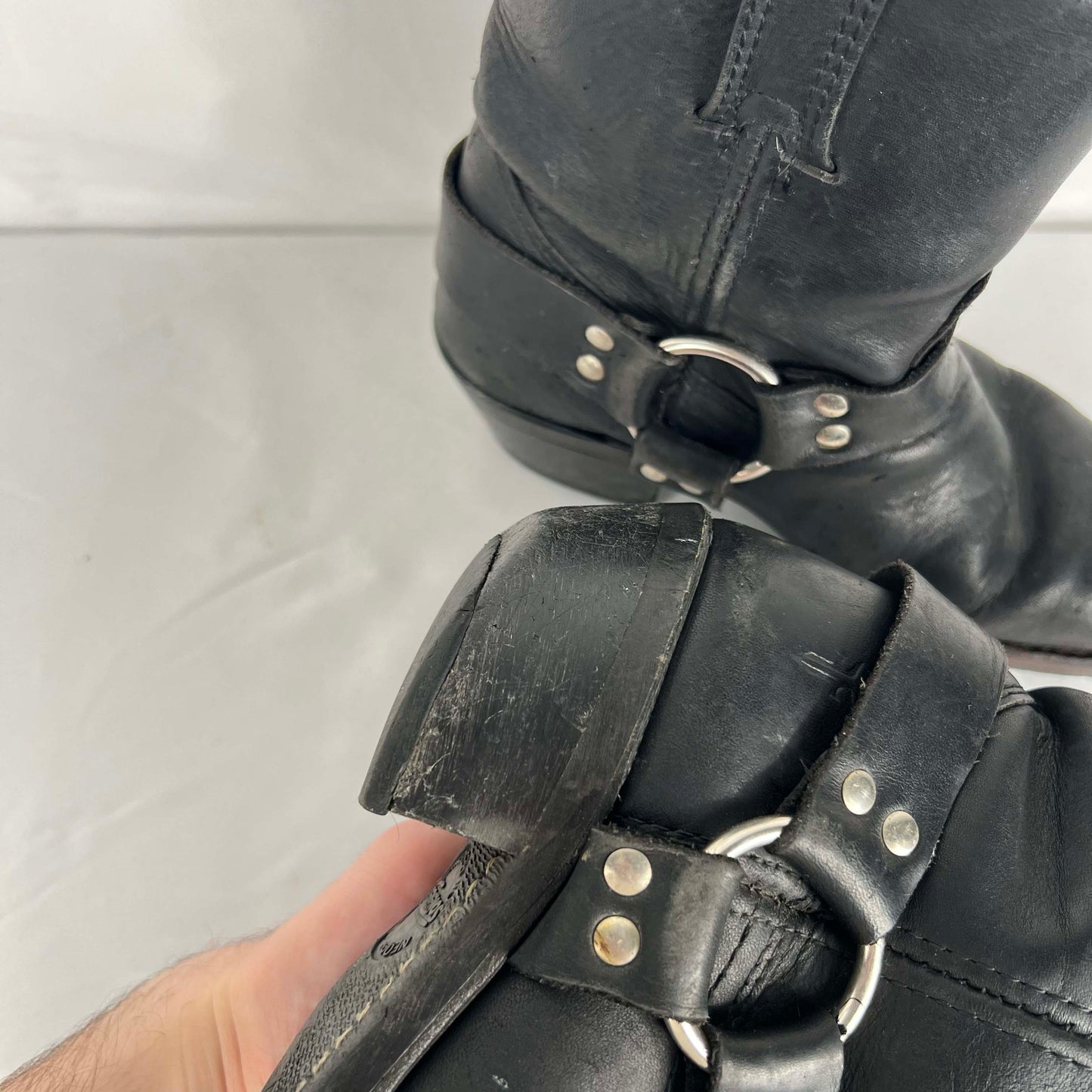 Frye Short Black Harness Engineer Boots- M's 6.5, W's 8