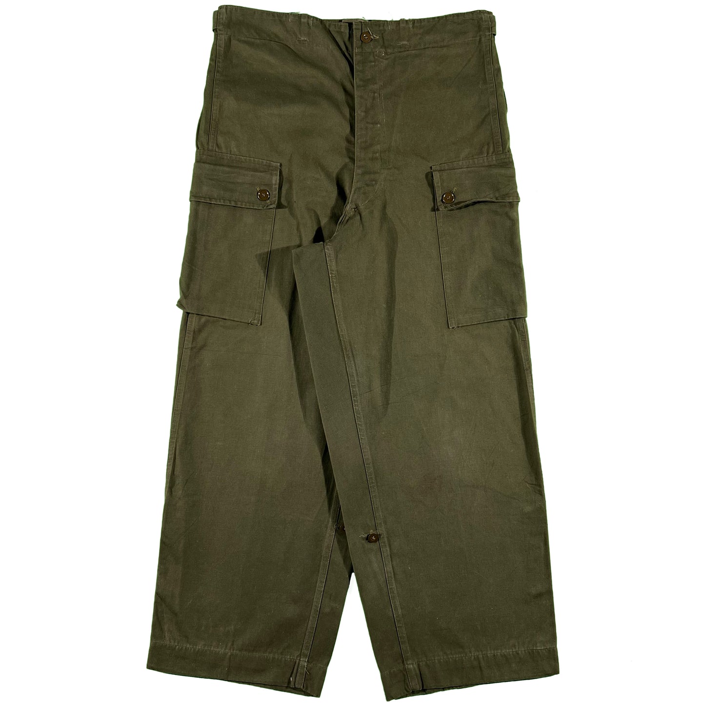 50s Baggy Belgian Military Cargo Pants- 34x28.5