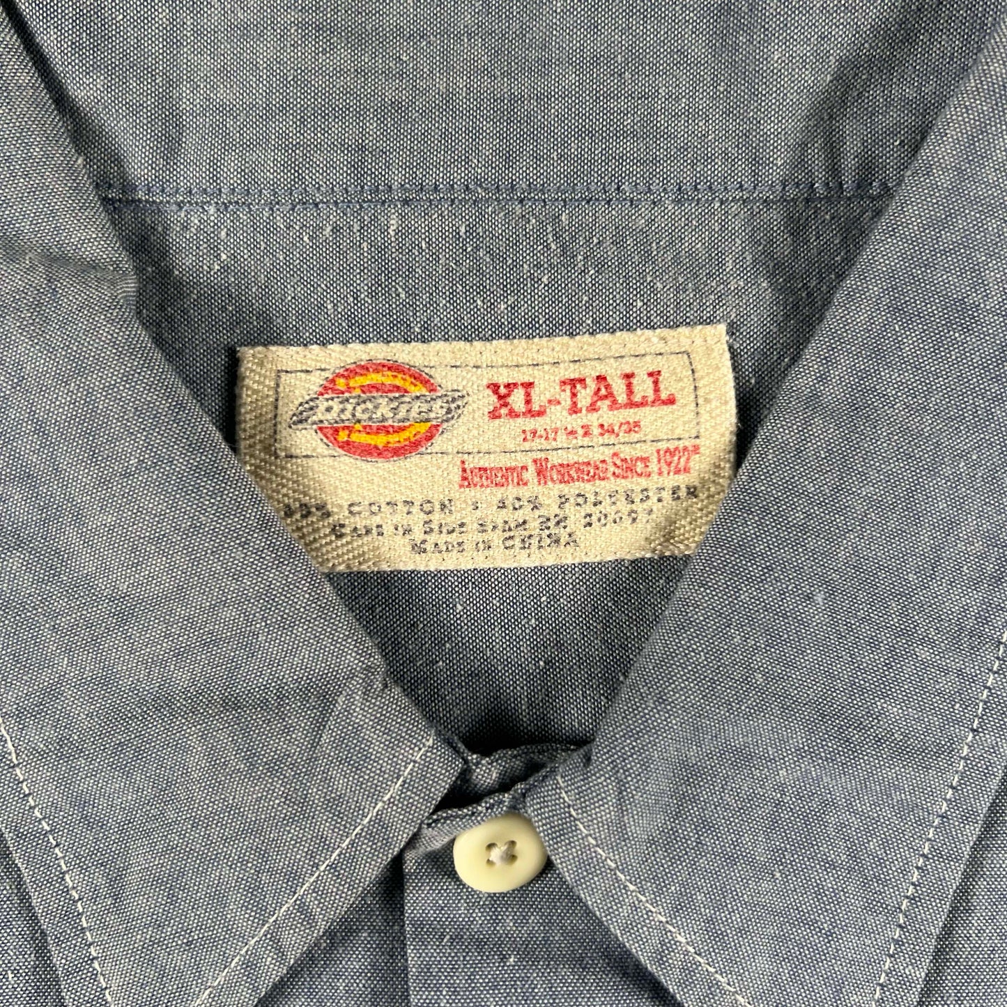 Cropped Sleeveless Dickies Chambray Work Shirt- XL