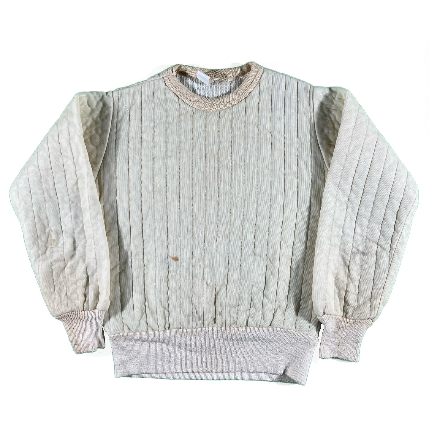 70s Cream Quilted Sweatshirt- S