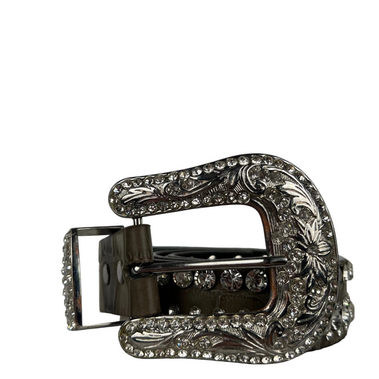 00s 'Diamond' Rhinestone Studded Leather Belt- 26"-30"