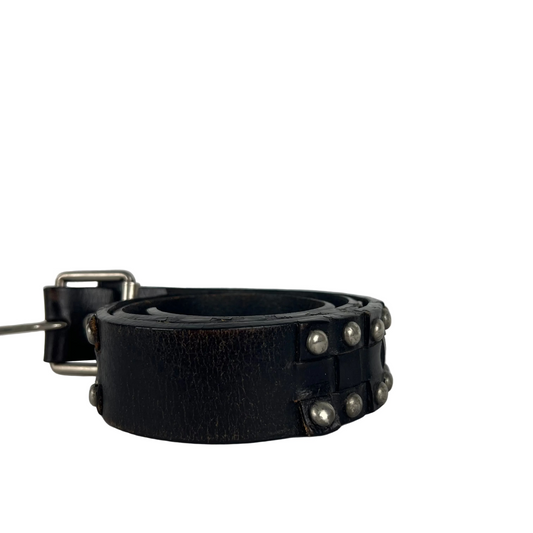 00s Studded Black Leather Belt- 28"-32"