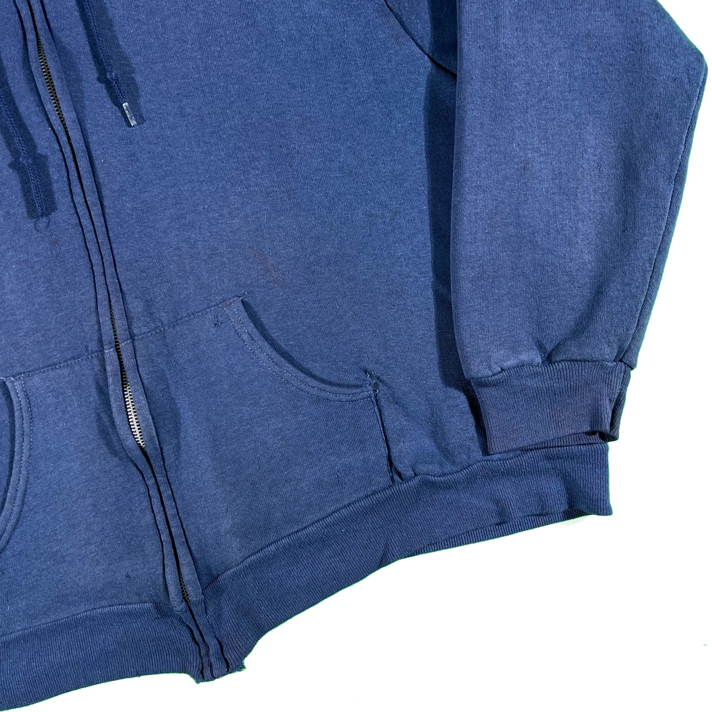 80s Boxy Faded Waffle Lined Zip Up Hoodie- XL