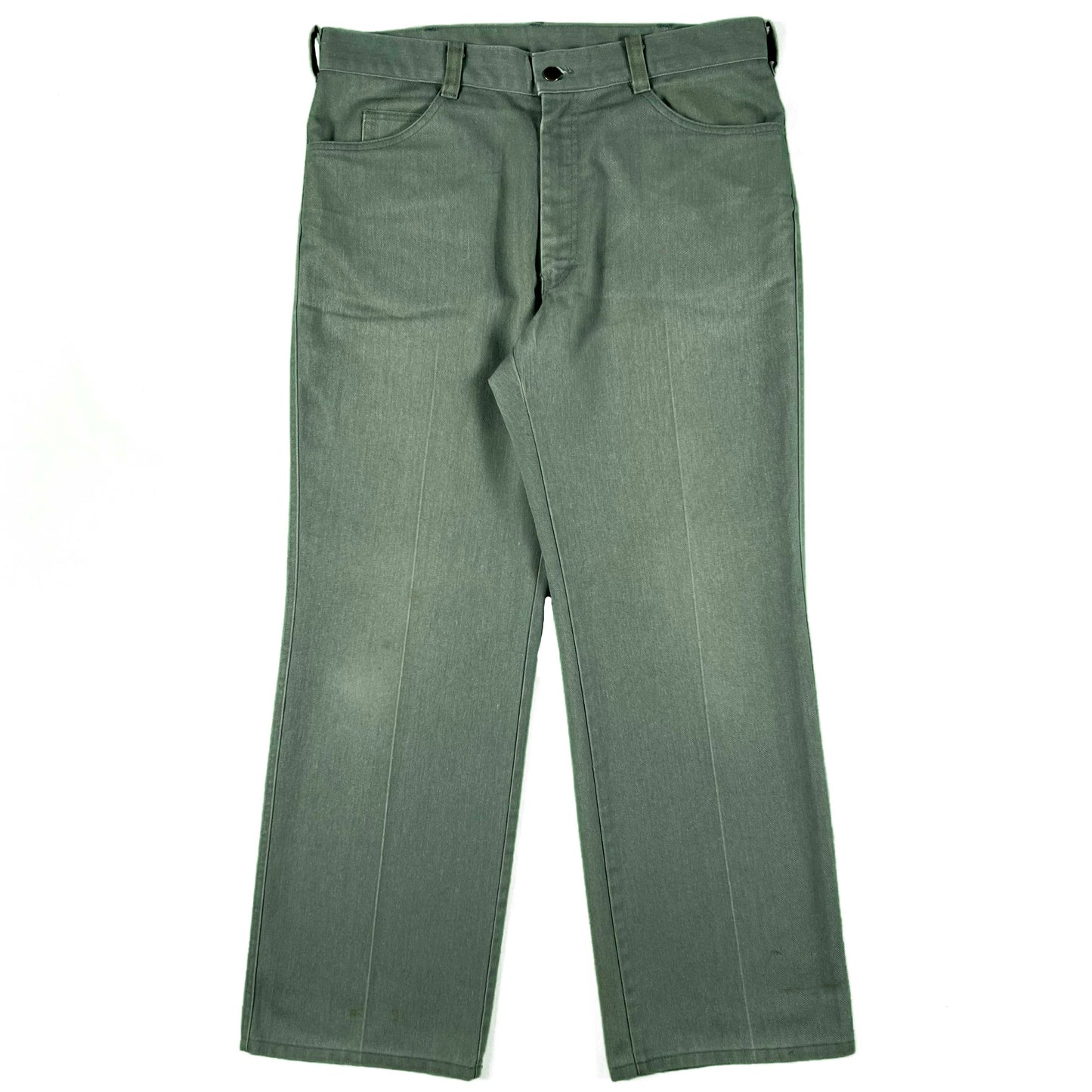 70s Faded Sage Green Flared Pants- 34x29