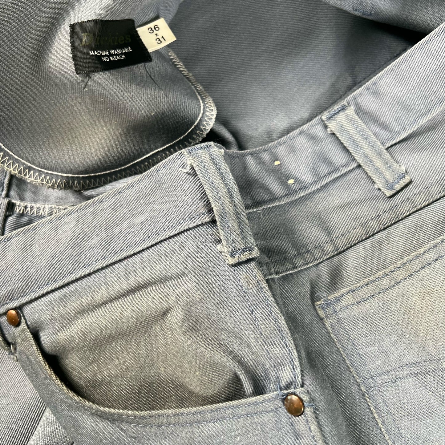 60s Dickie's Faded Grey Blue Flared Pants- 34x30