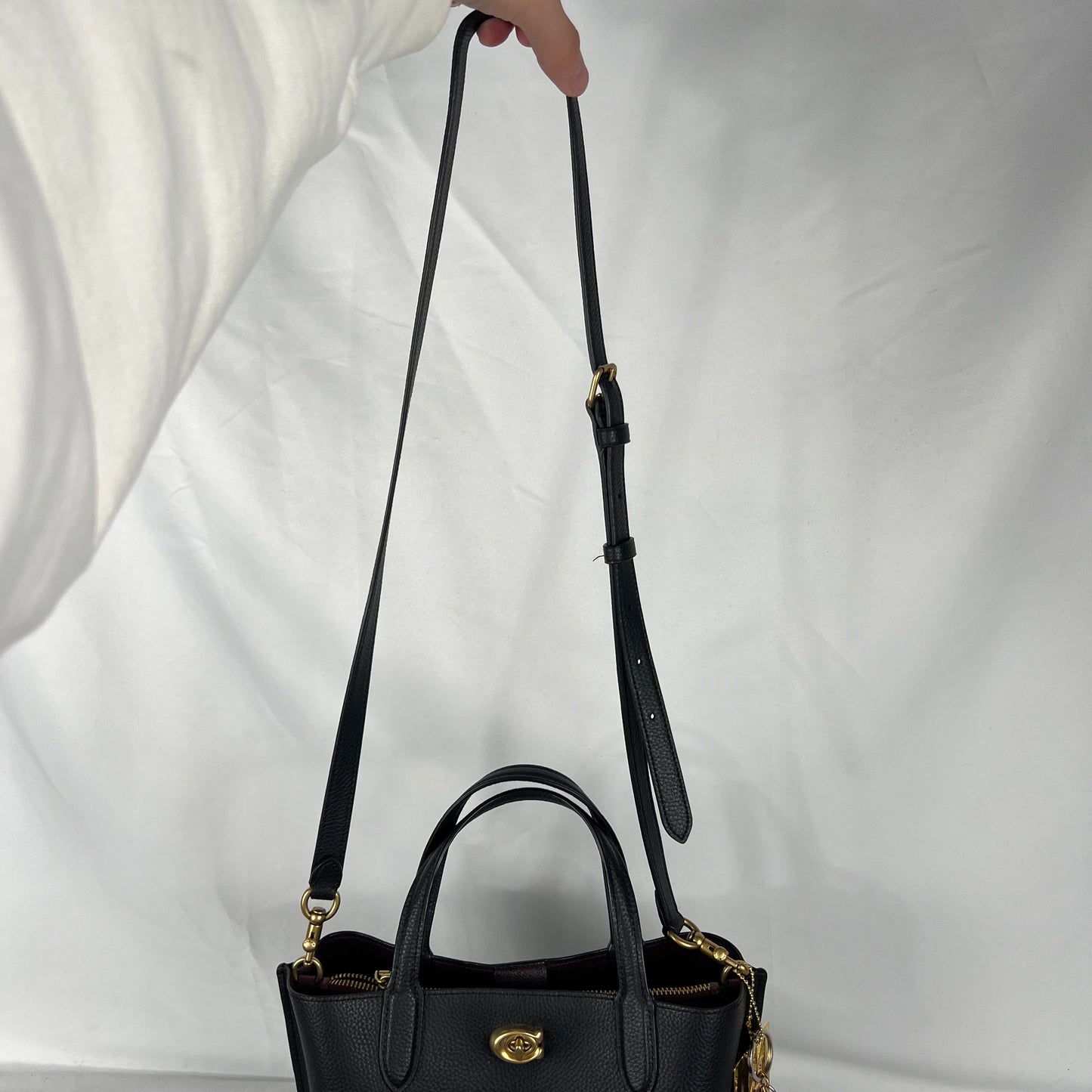 Coach Leather Side Bag w Kilban Cat Charm