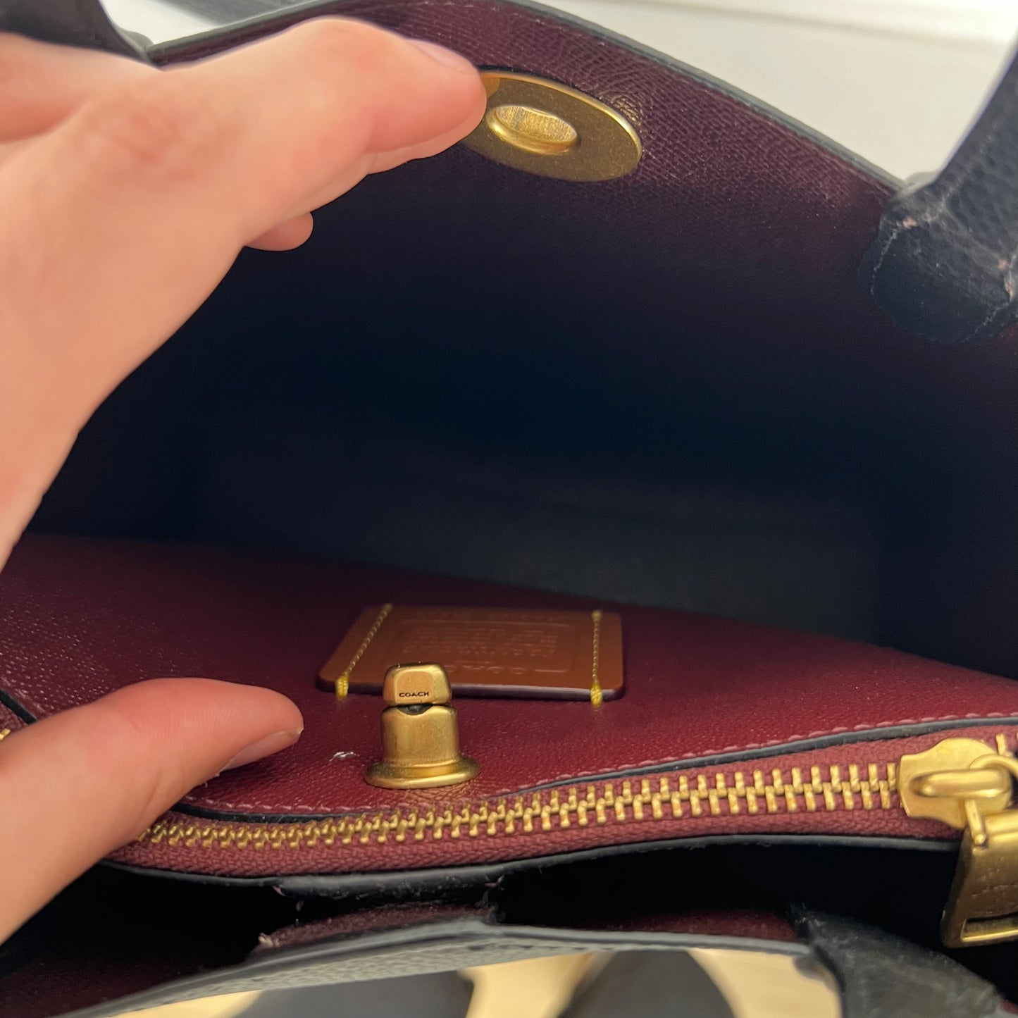 Coach Leather Side Bag w Kilban Cat Charm