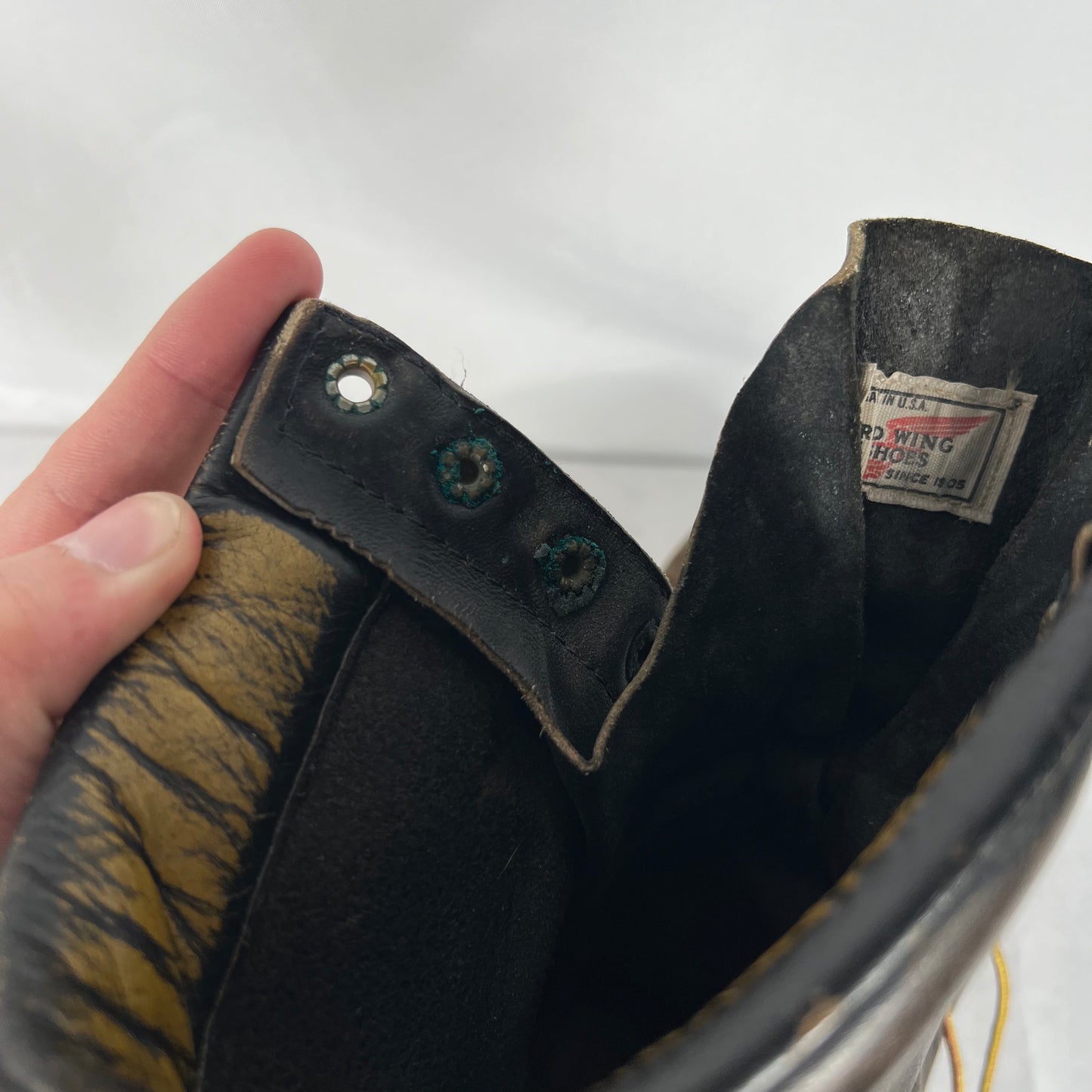 80s Red Wing Patina Black Logger Boots- M's 9.5, W's 11