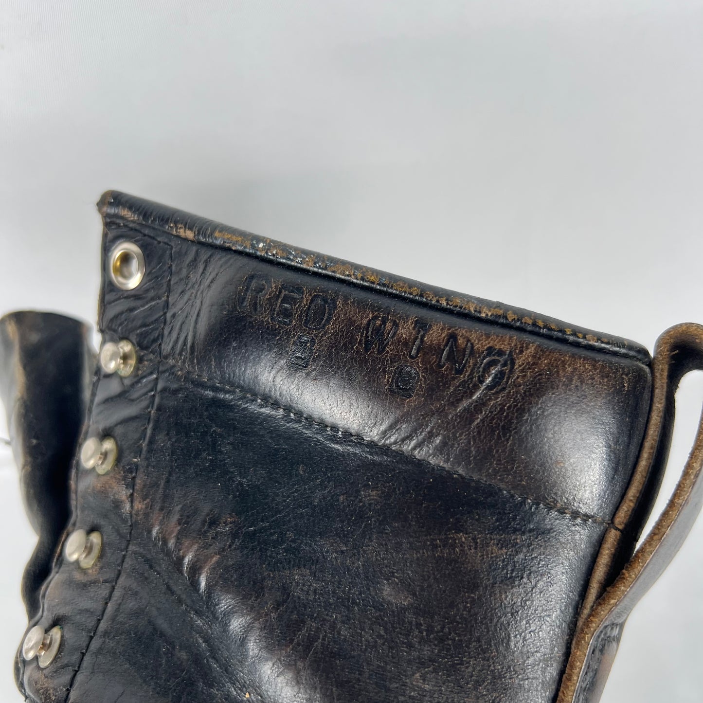 80s Red Wing Patina Black Logger Boots- M's 9.5, W's 11