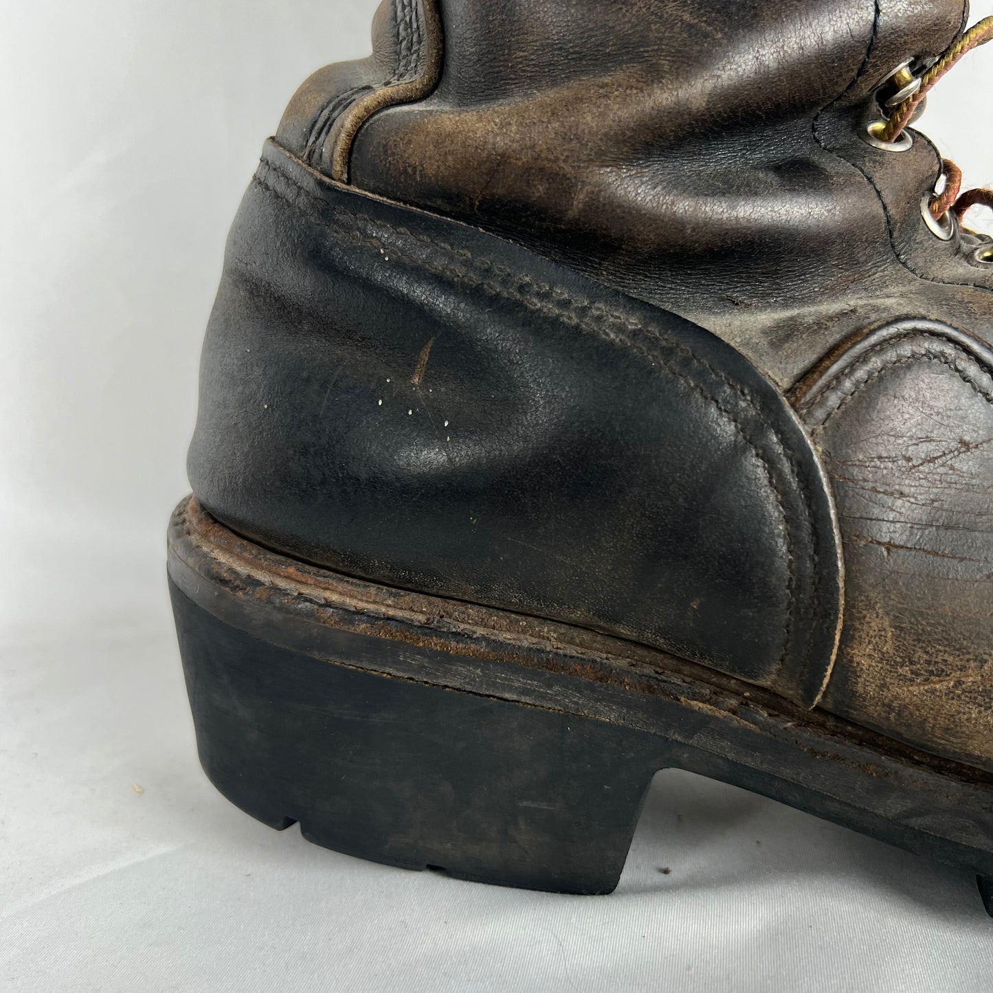 80s Red Wing Patina Black Logger Boots- M's 9.5, W's 11