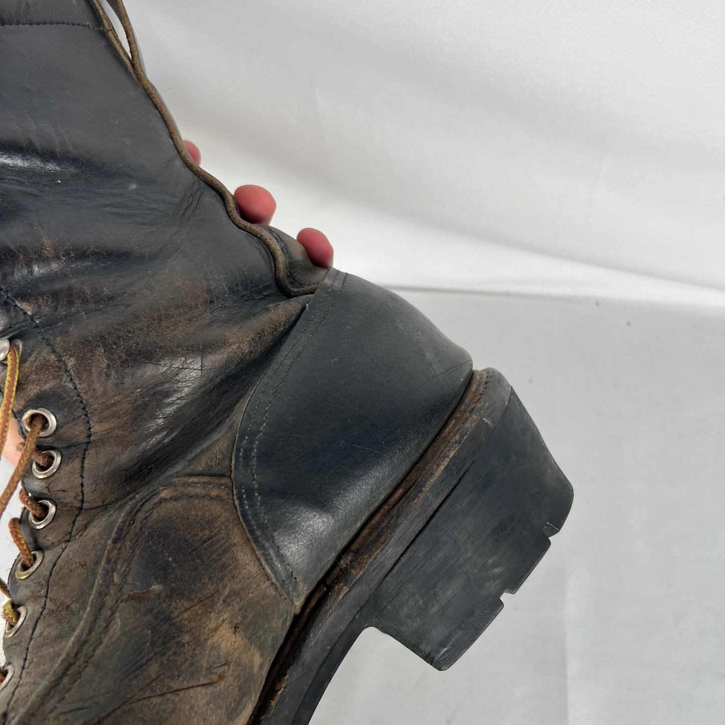 80s Red Wing Patina Black Logger Boots- M's 9.5, W's 11