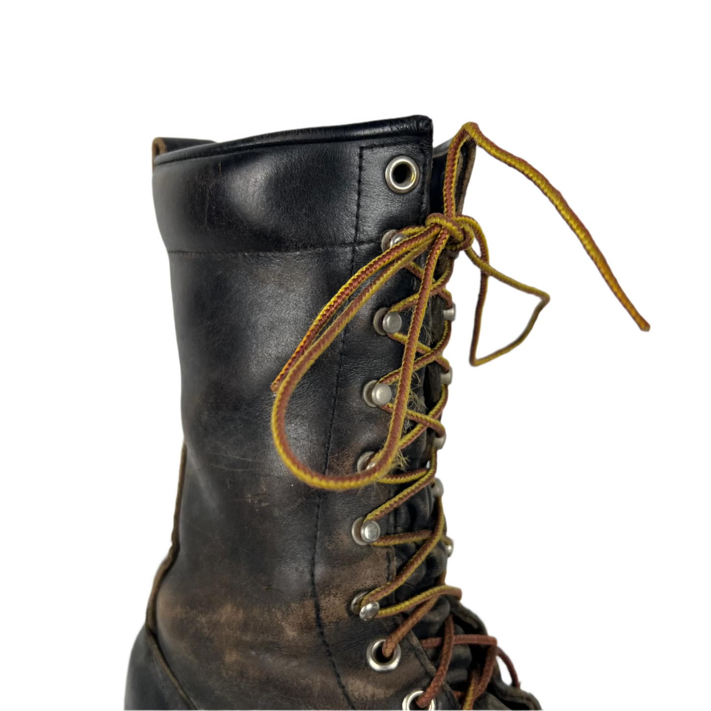 80s Red Wing Patina Black Logger Boots- M's 9.5, W's 11
