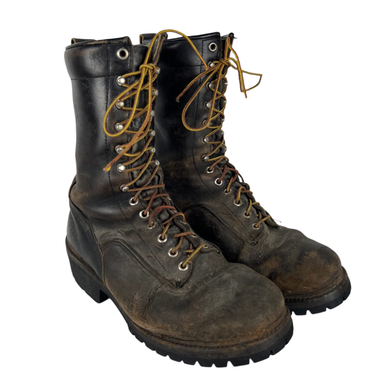80s Red Wing Patina Black Logger Boots- M's 9.5, W's 11