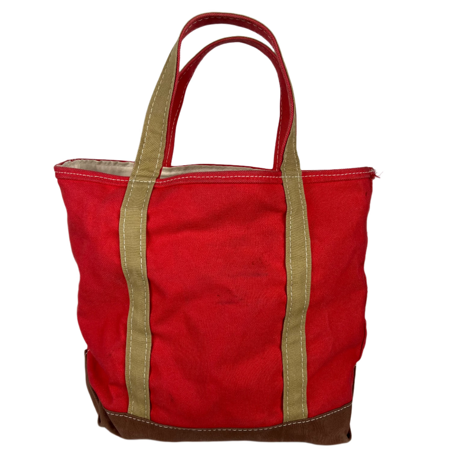 L.L. Bean Red,Tan, & Brown z/u Boat and Tote Bag- Medium