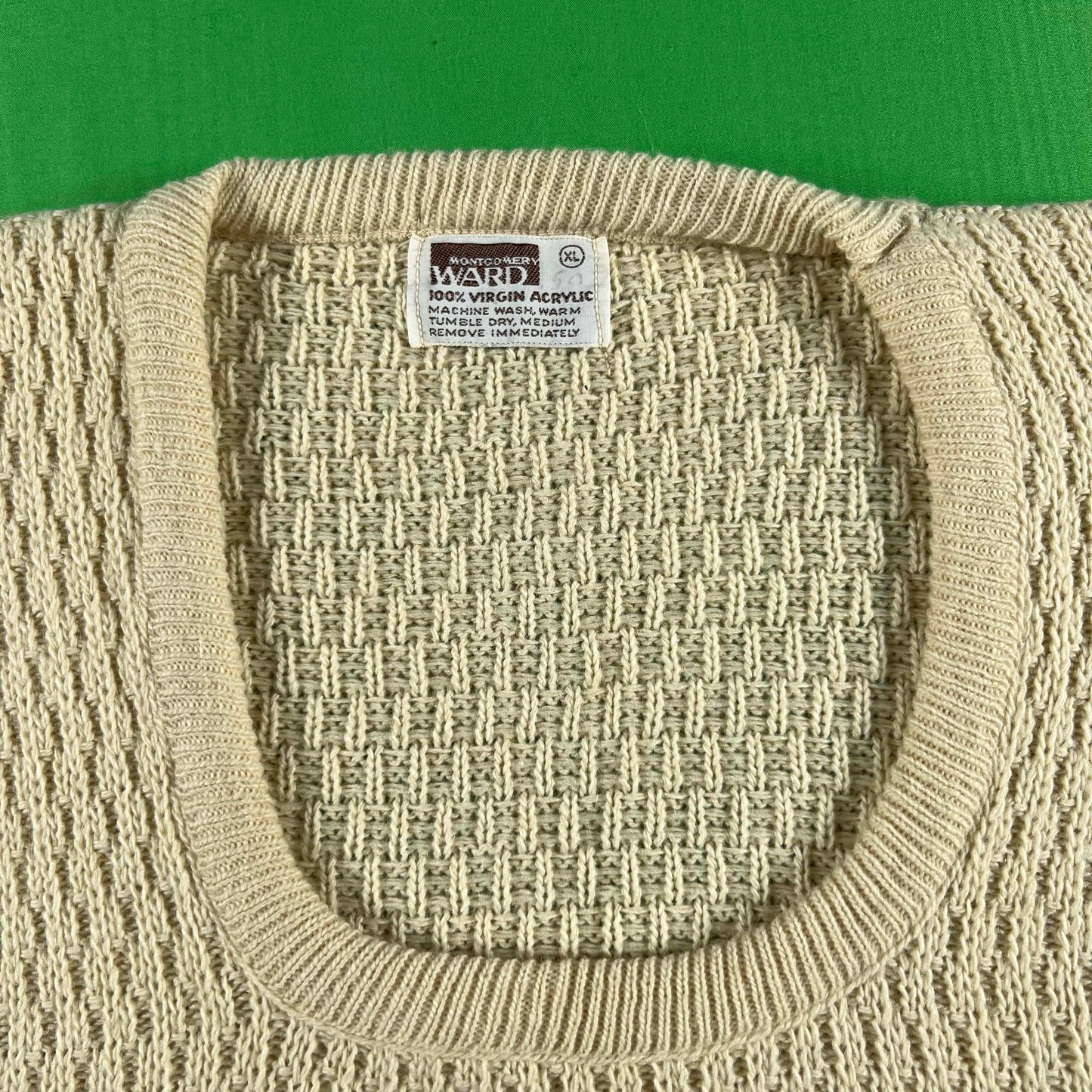 70s Montgomery Ward Cable Knit Sweater Vest- L