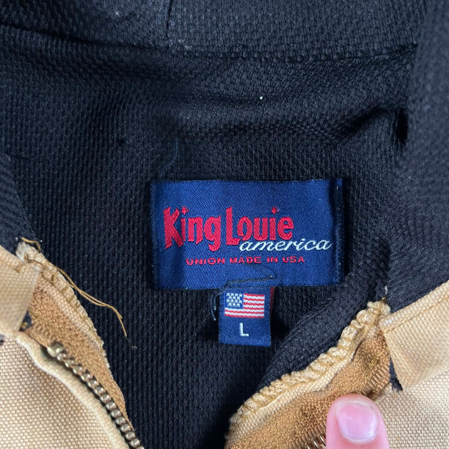 90s Perfectly Worn Duck Canvas Hooded Work Jacket- L