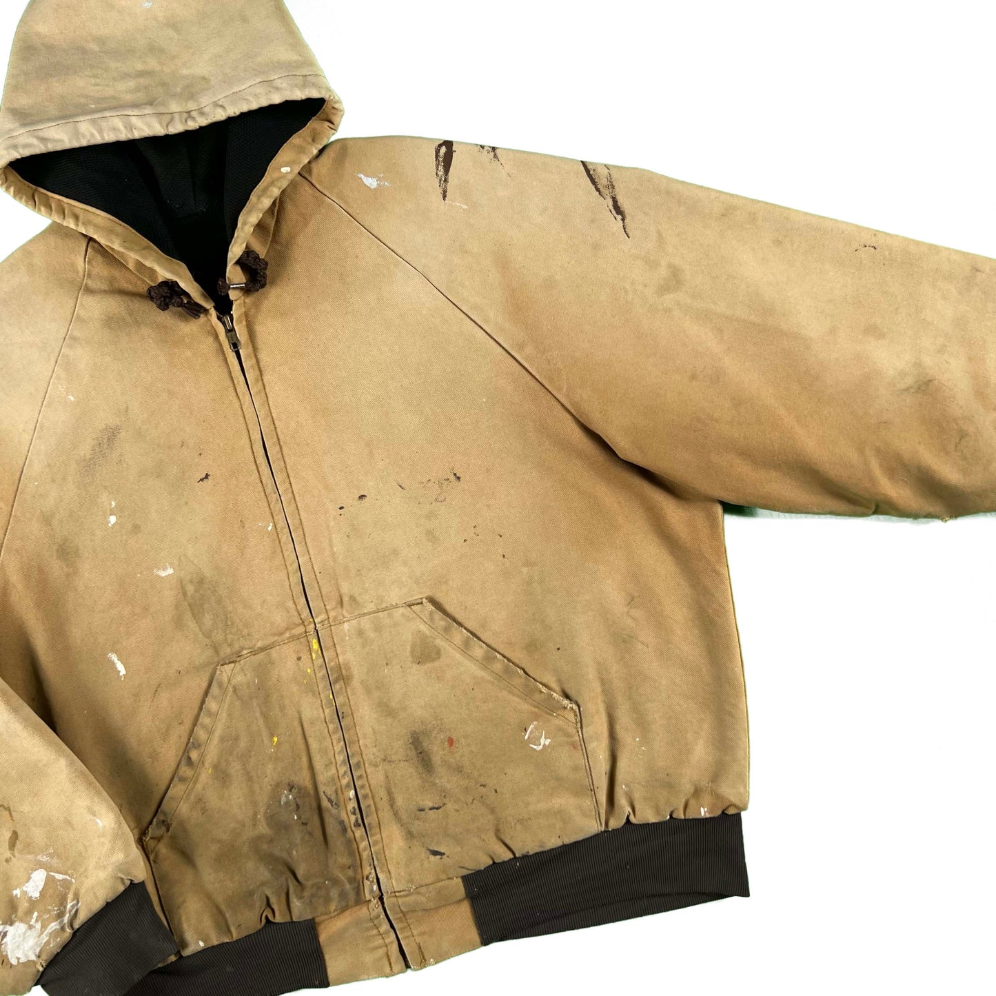 90s Perfectly Worn Duck Canvas Hooded Work Jacket- L