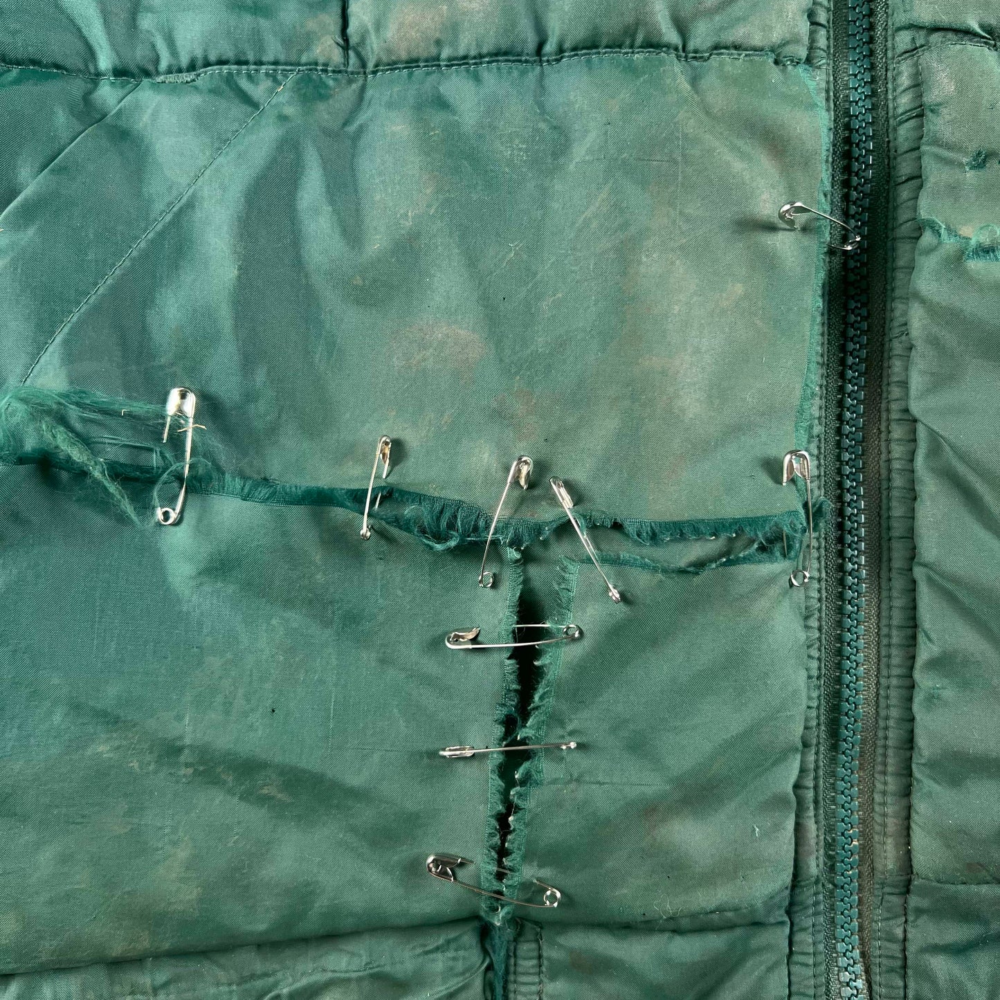 80s Safety Pinned Sears Down Vest- L